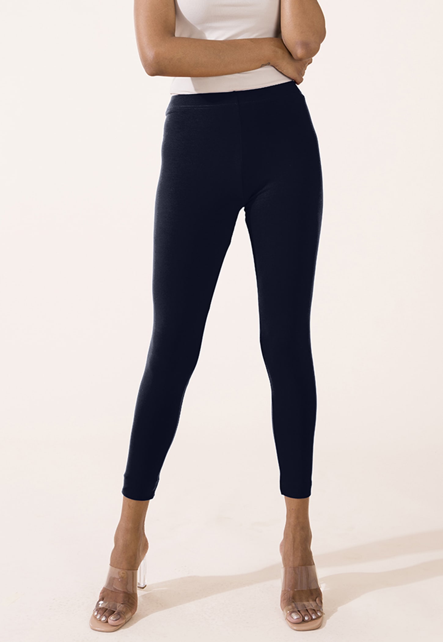 GO COLORS Solid Leggings-image-12