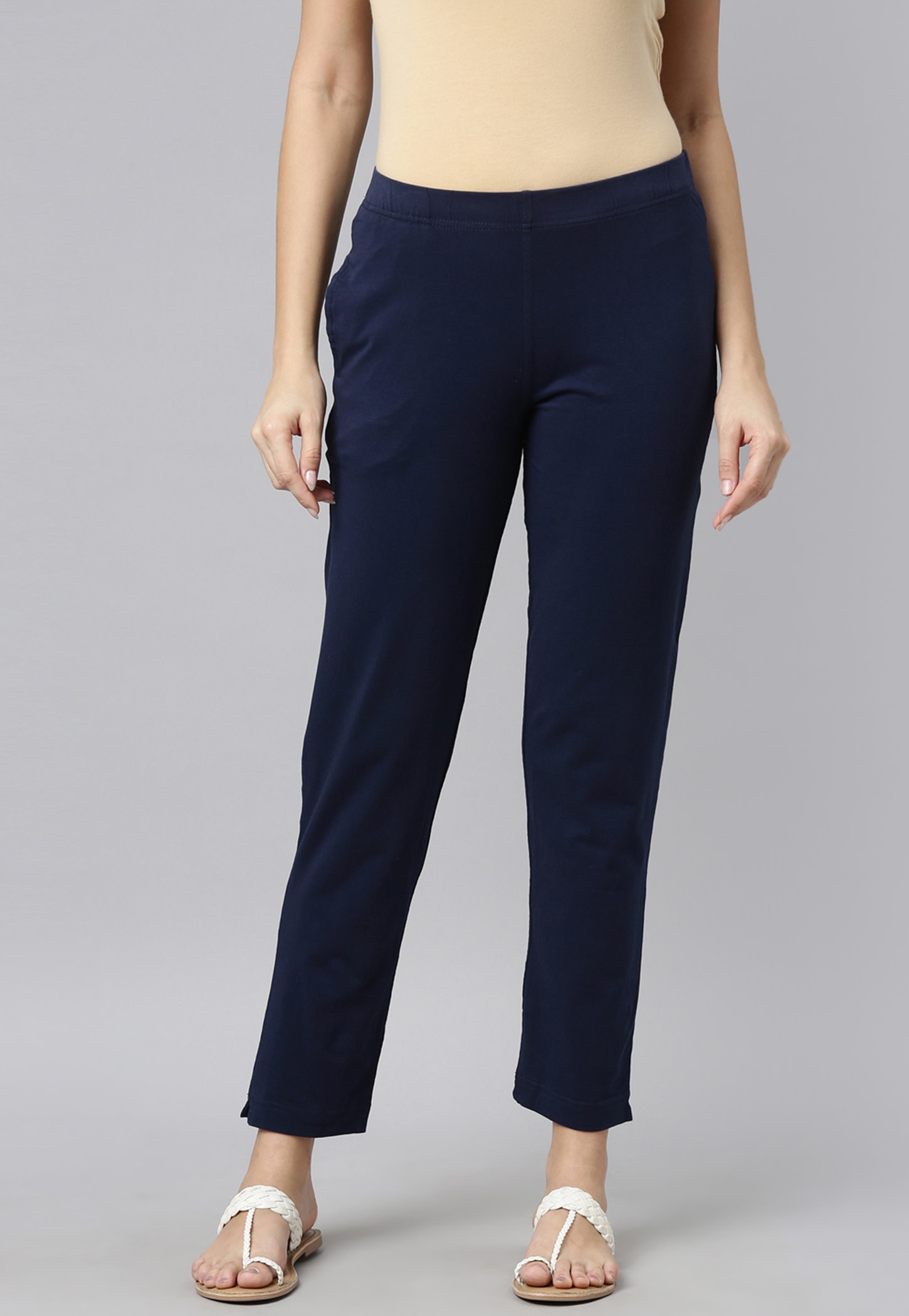 GO COLORS Solid Elasticated Leggings-picture-42