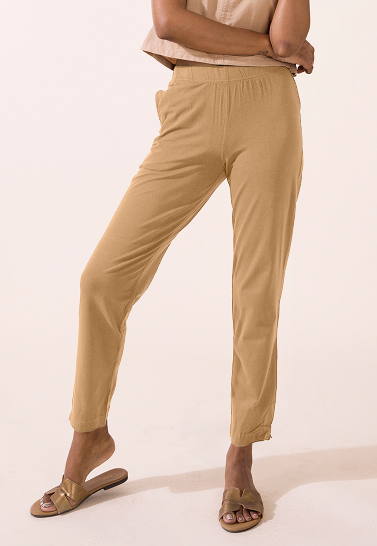 GO COLORS Solid Elasticated Leggings-picture-42