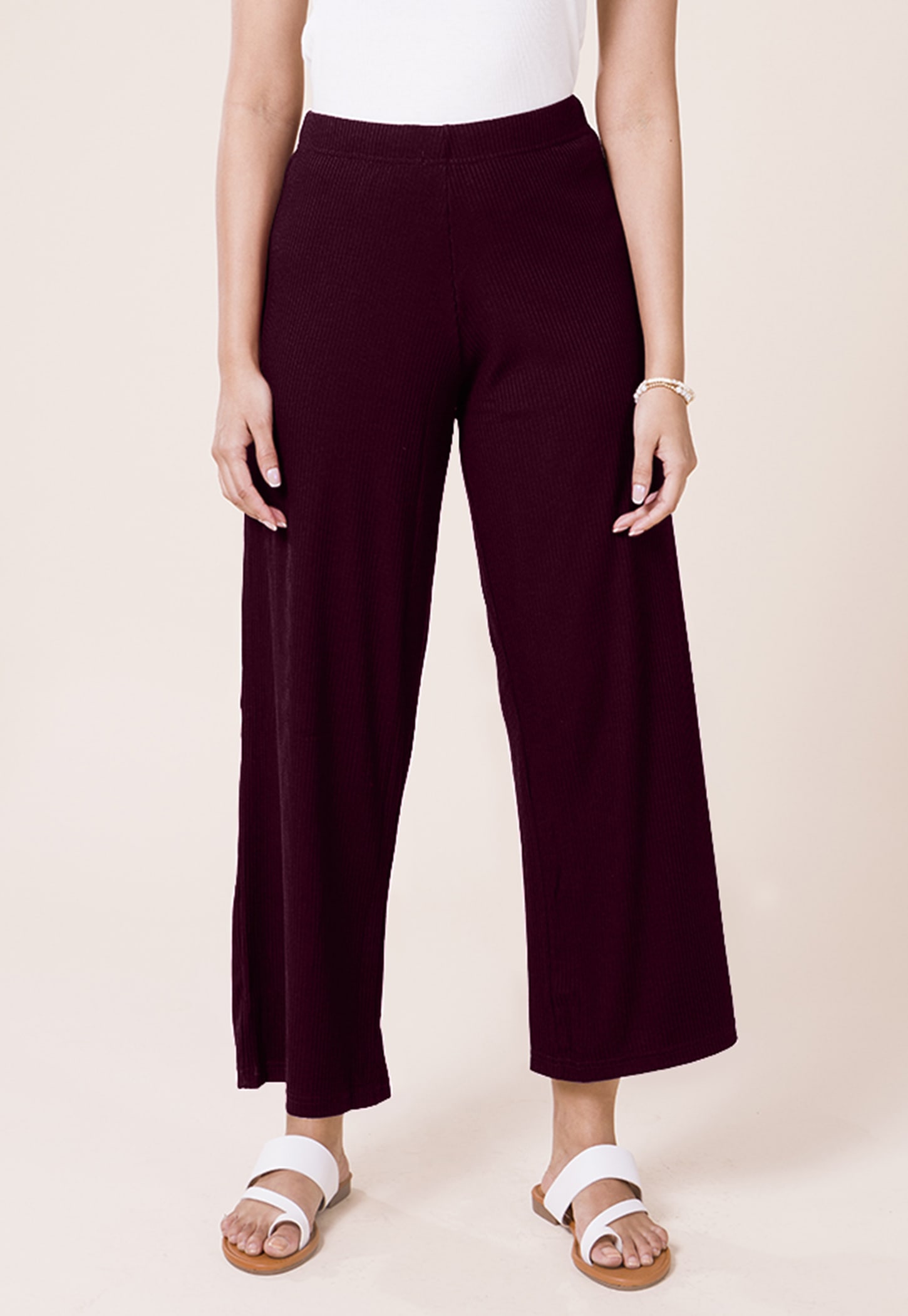 GO COLORS Ribbed Palazzos-picture-54