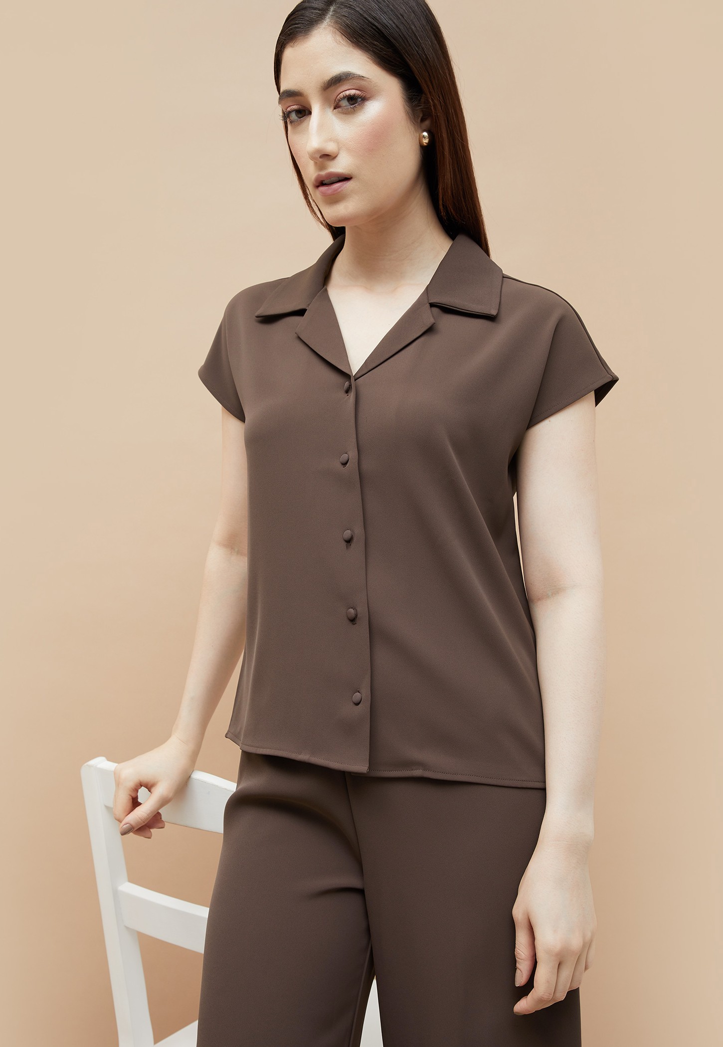 CODE Solid Cuban Collar Shirt-image-2