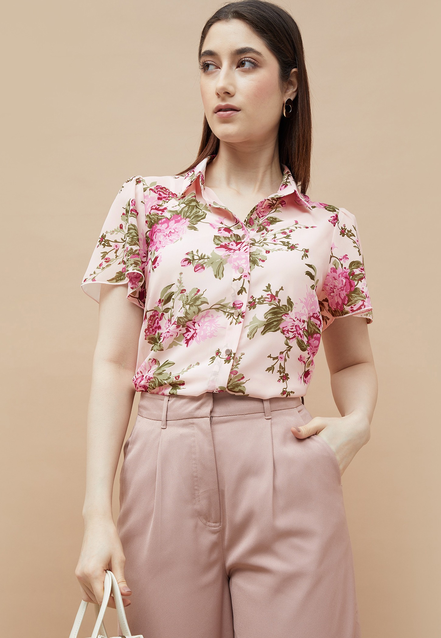 CODE Floral Print Shirt with Camisole-picture-25