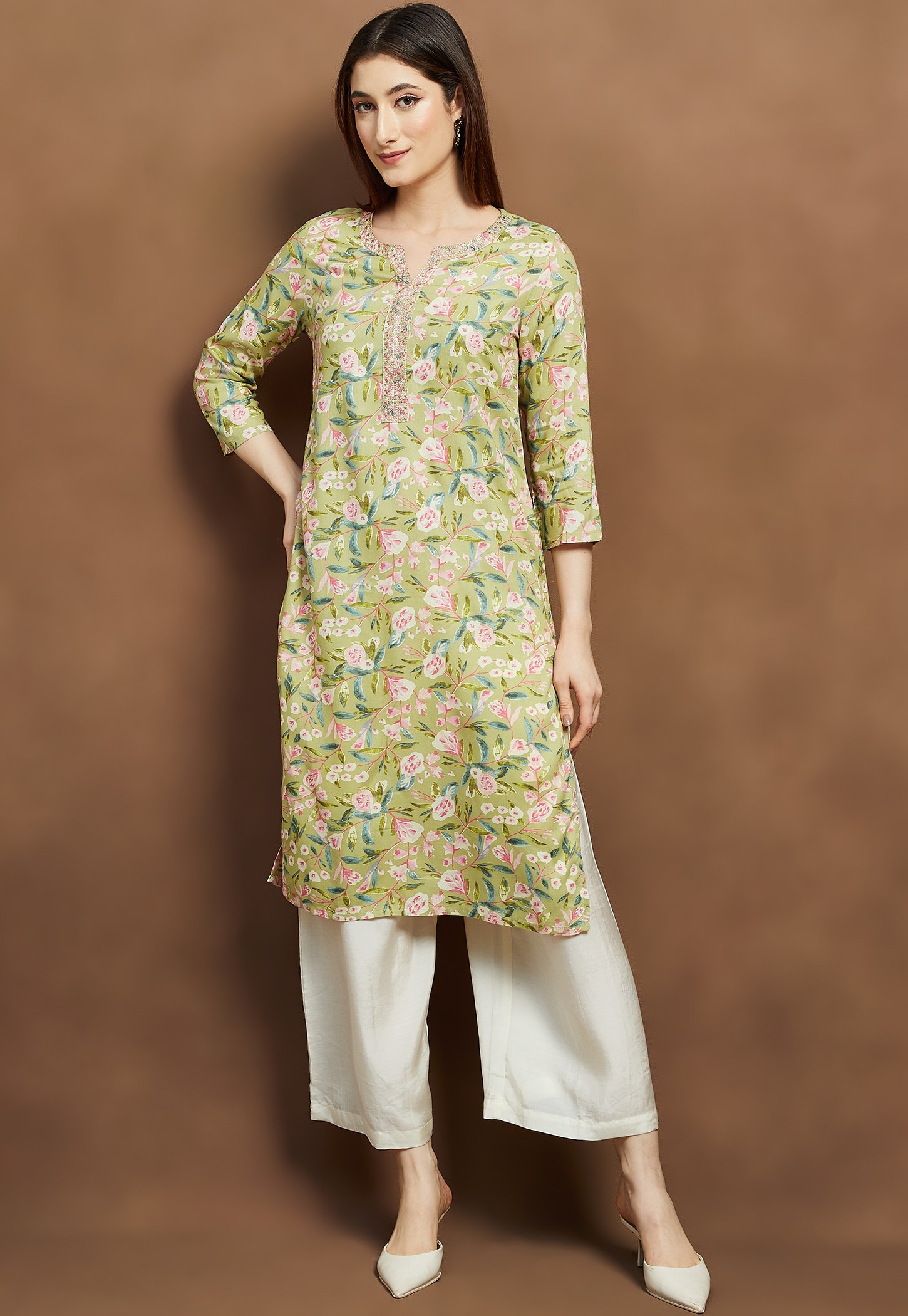 MELANGE Floral Print Straight Kurta-picture-14