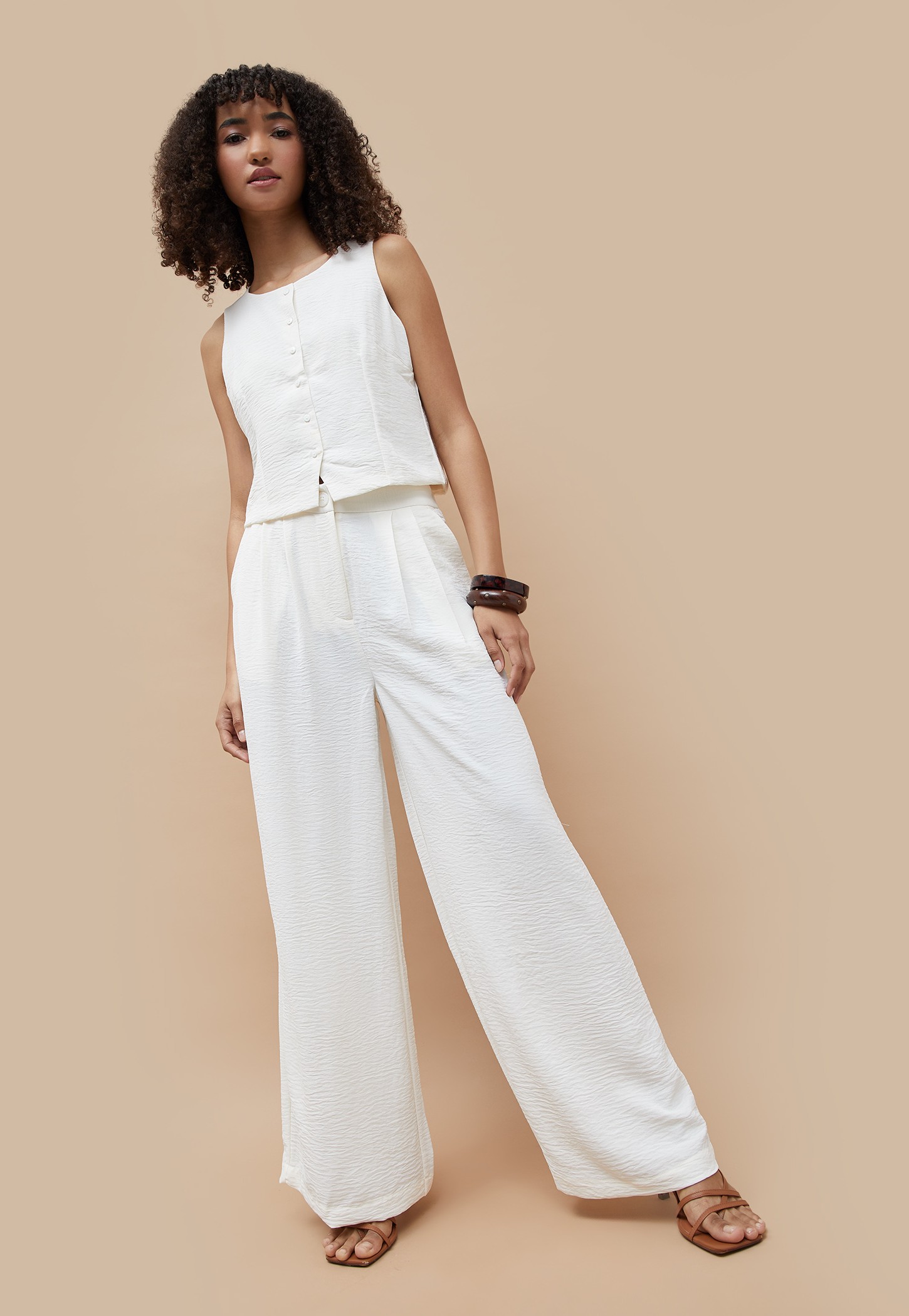 GINGER Textured High-Waist Wide Leg Trousers-picture-31