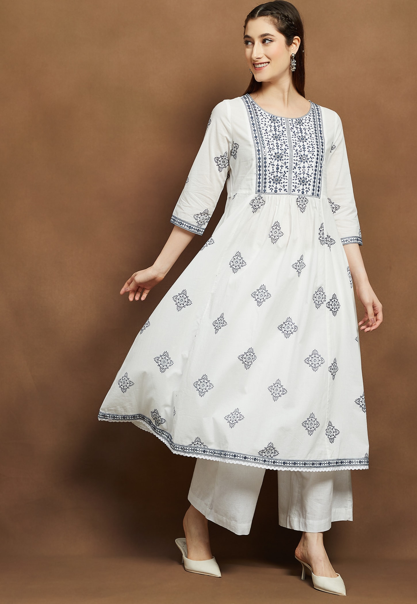 MELANGE Embroidered Yoke A-line Kurta-picture-23