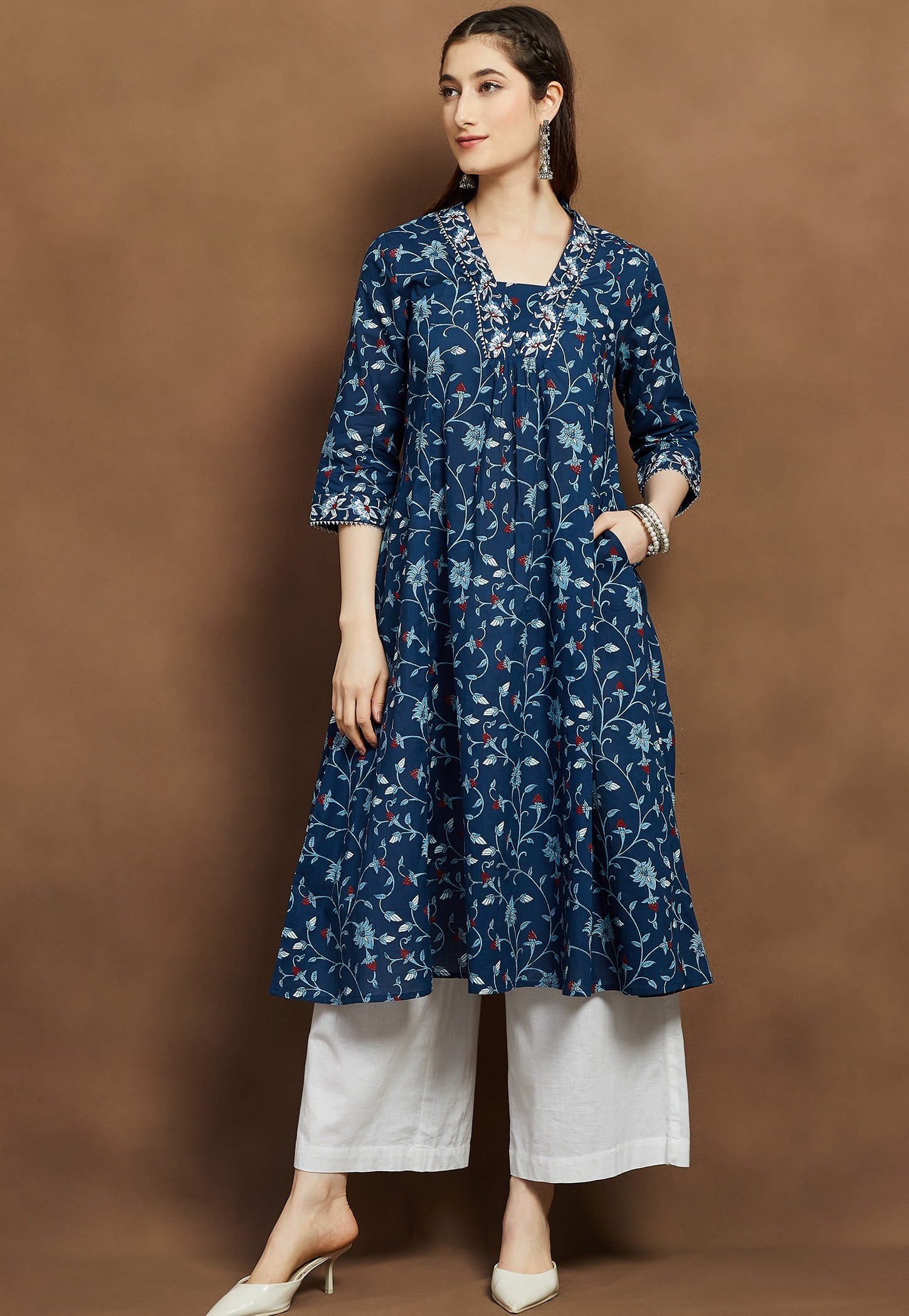 MELANGE Floral Print A-line Kurta-picture-30