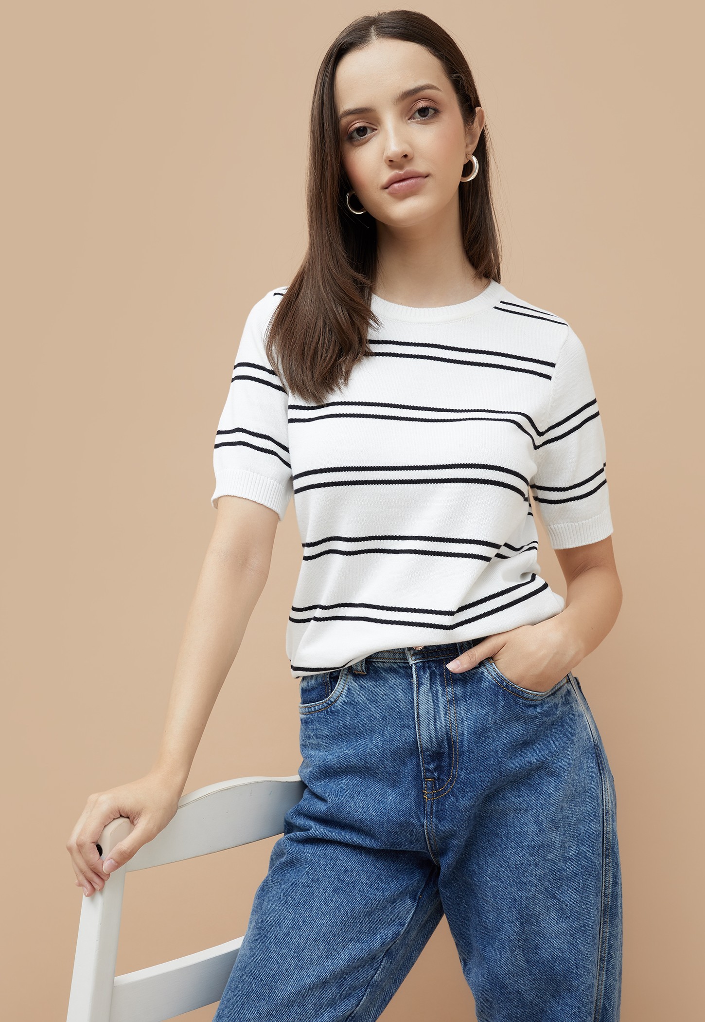 FAME FOREVER Striped Flat Knit Top-picture-51