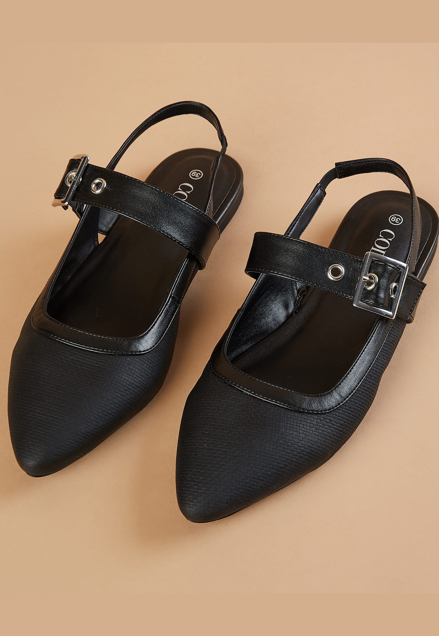 CODE Textured Sling Back Flats-picture-16