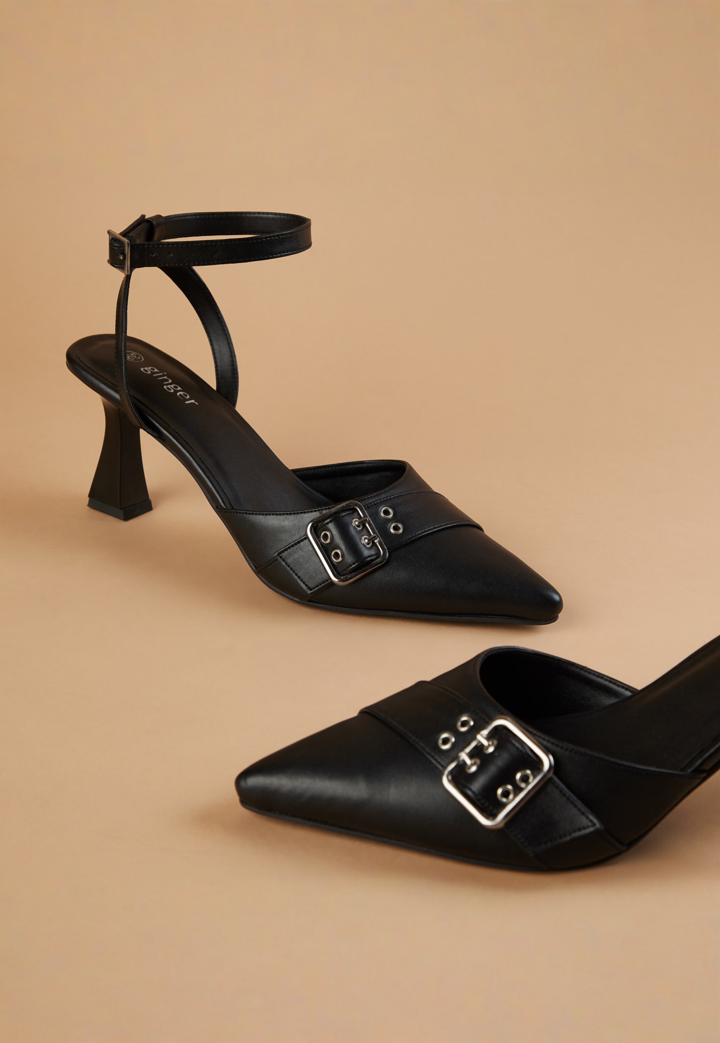 GINGER Buckle-Detailed Ankle Strap Spool Heels-picture-45