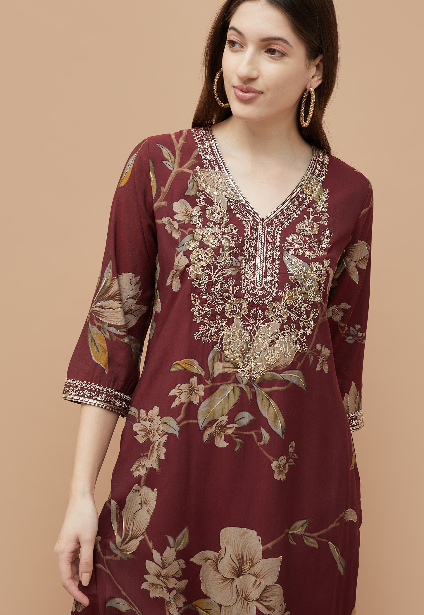 MELANGE Floral Print Straight Kurta-picture-36