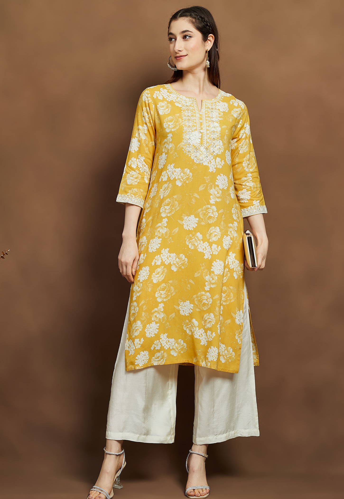MELANGE Floral Print Straight Kurta-picture-15