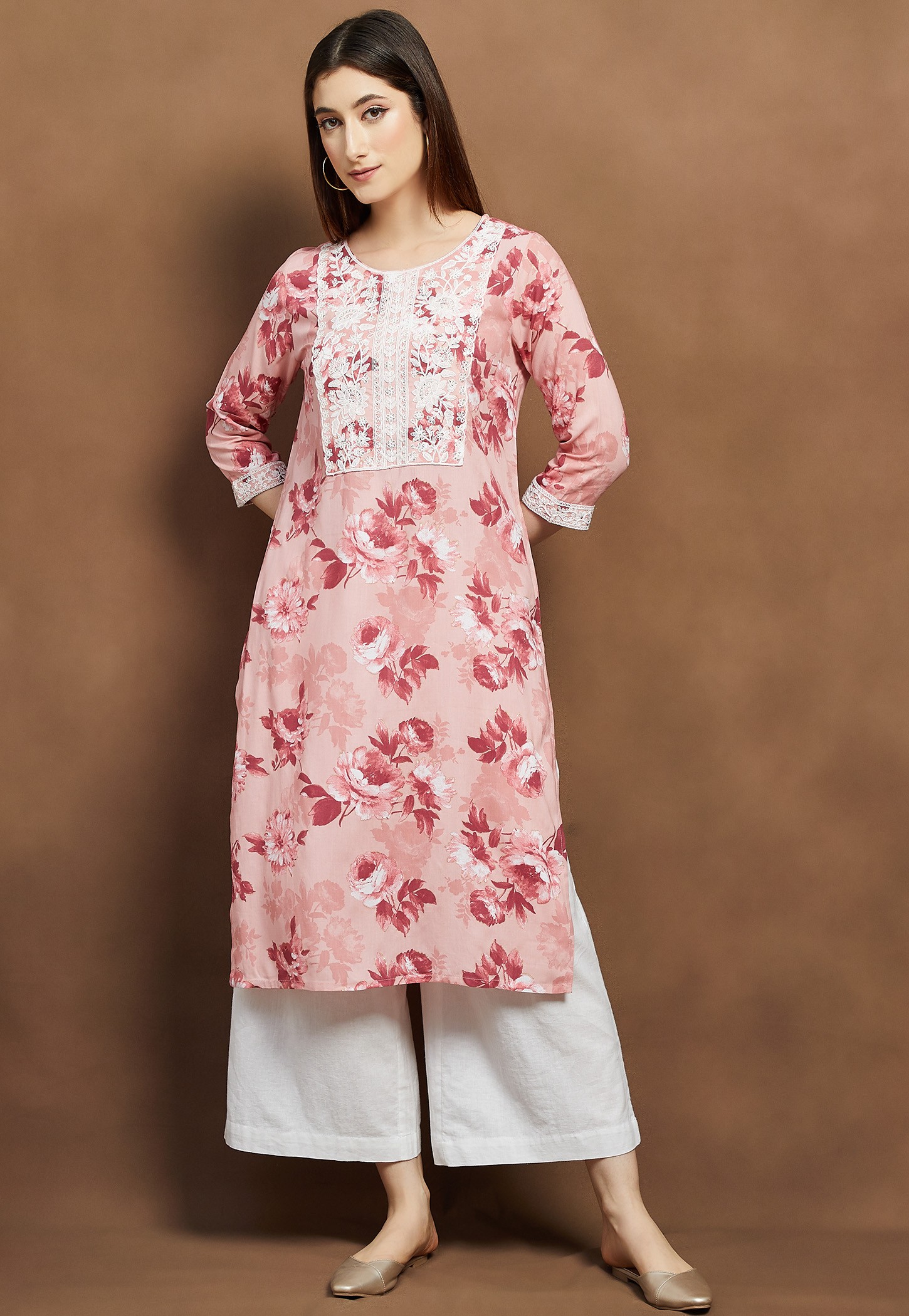 MELANGE Floral Print Straight Kurta-picture-16