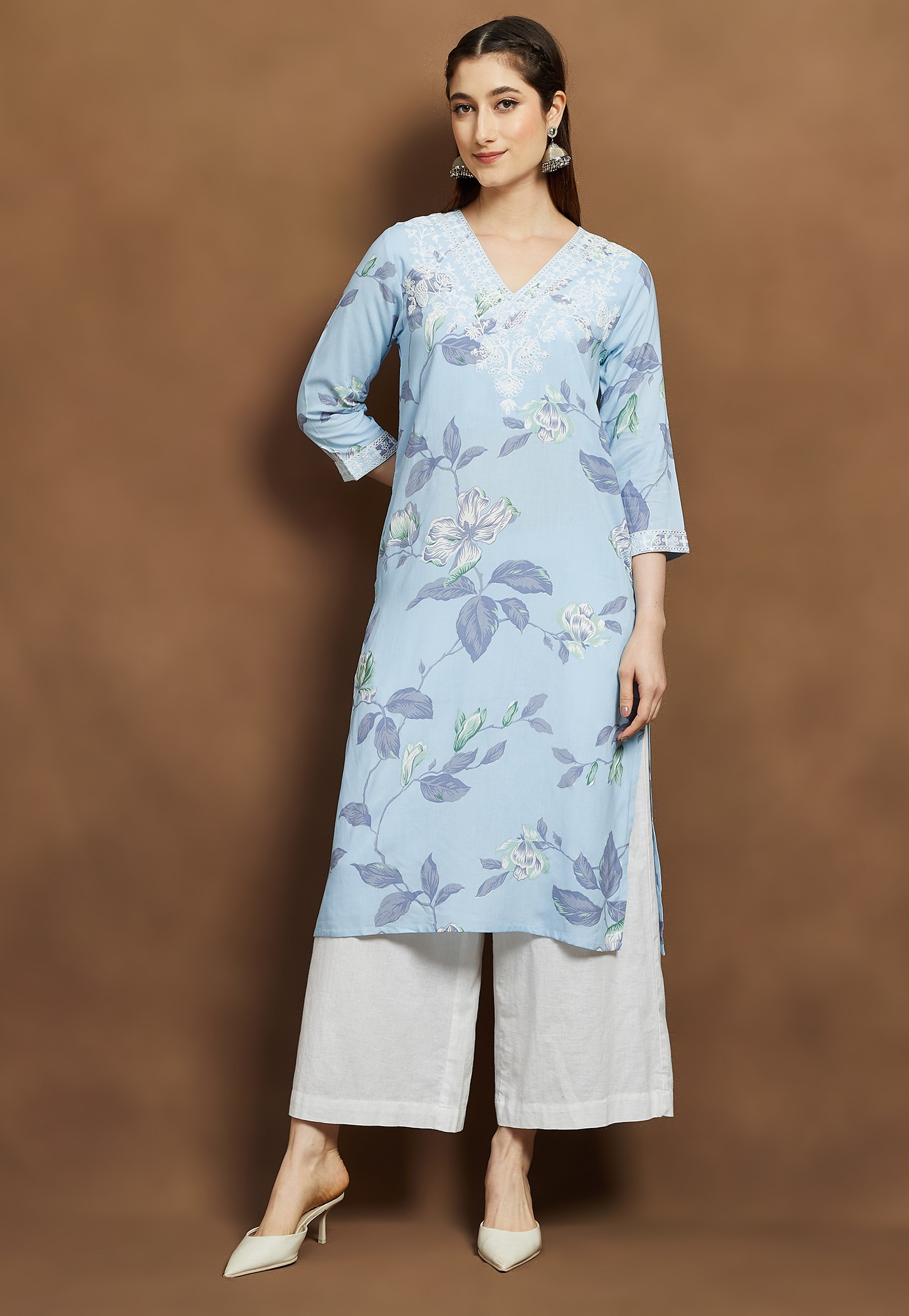 MELANGE Floral Print Straight Kurta-picture-37