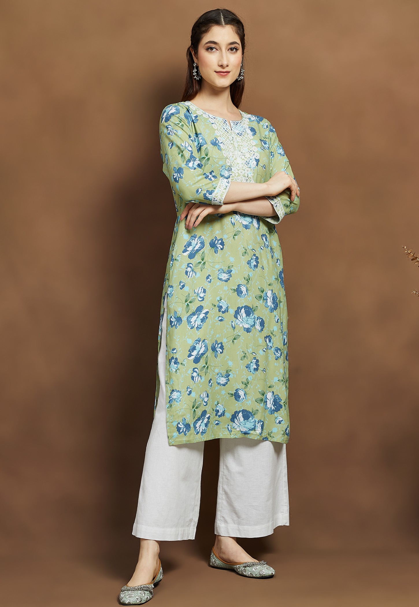 MELANGE Floral Print Straight Kurta-picture-47