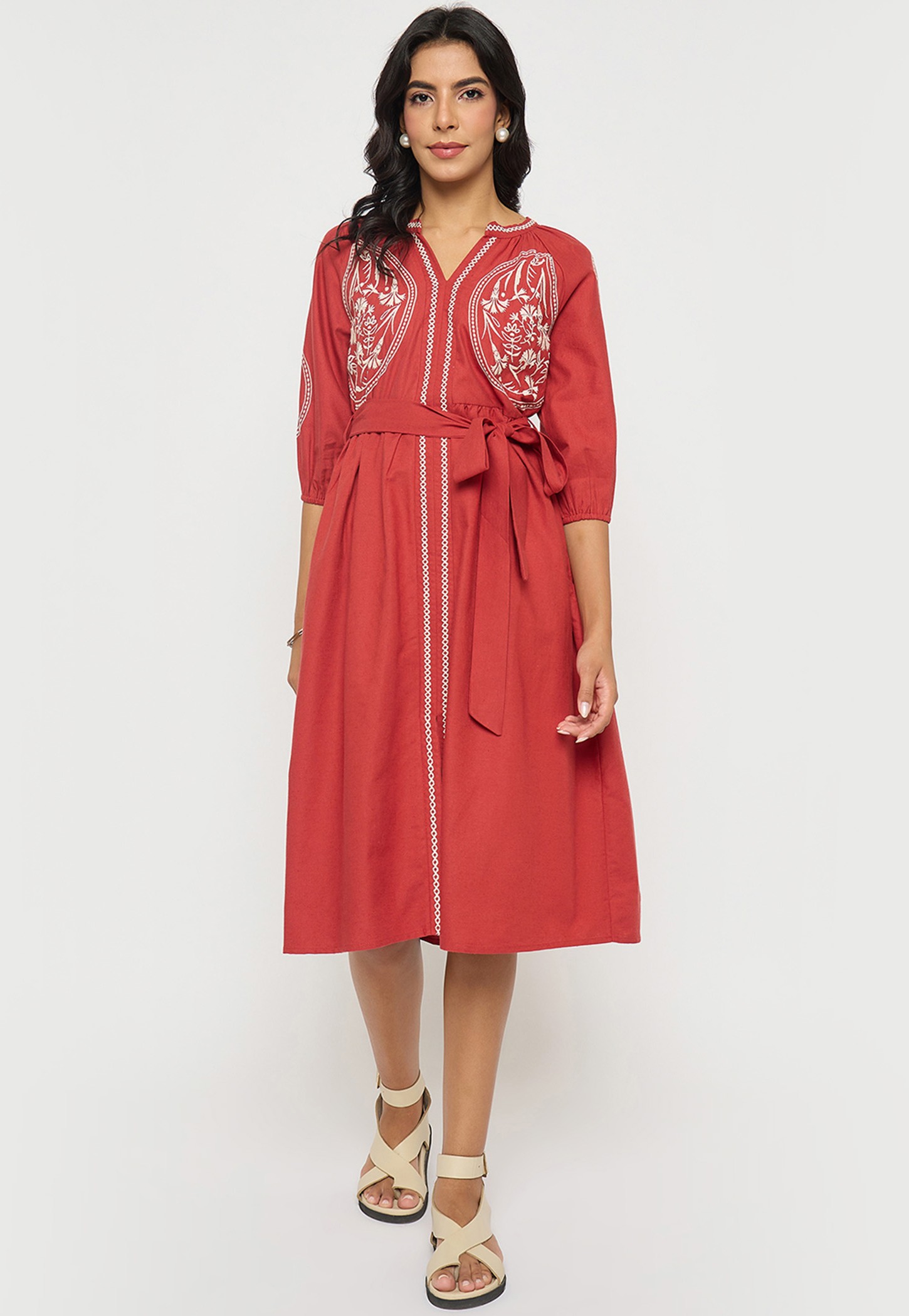 MADAME Embroidered A-line Dress-picture-43