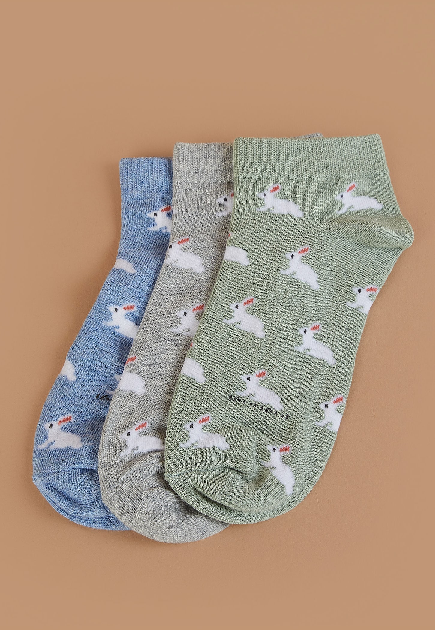 GINGER Rabbit Print Ankle Length Socks - Pack of 3-picture-11