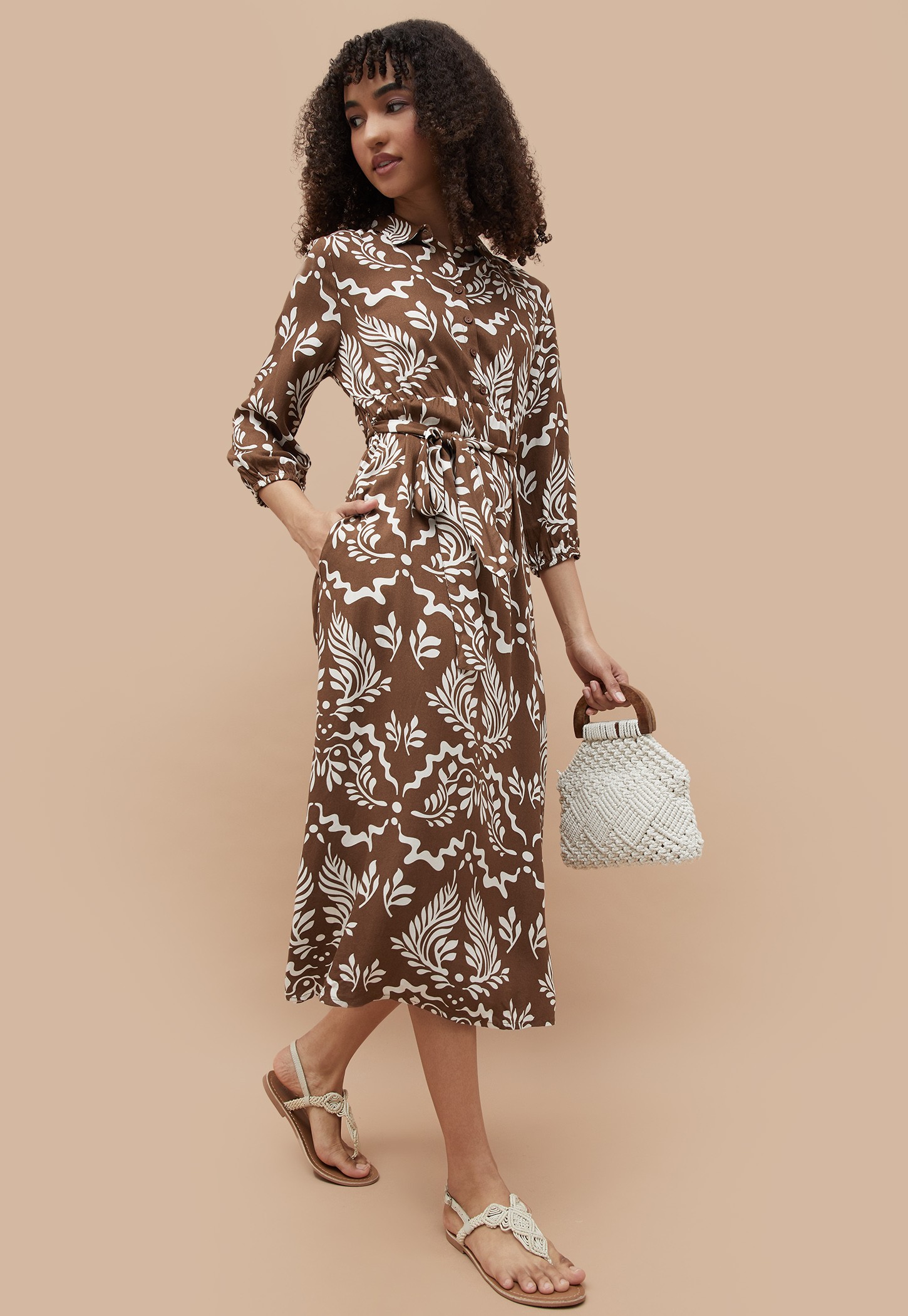 FAME FOREVER Botanical Print Shirt Dress-picture-36
