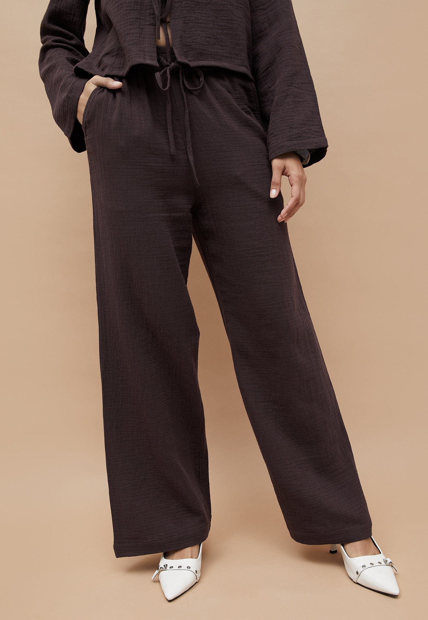 GINGER Textured Wide Leg Trousers-picture-48