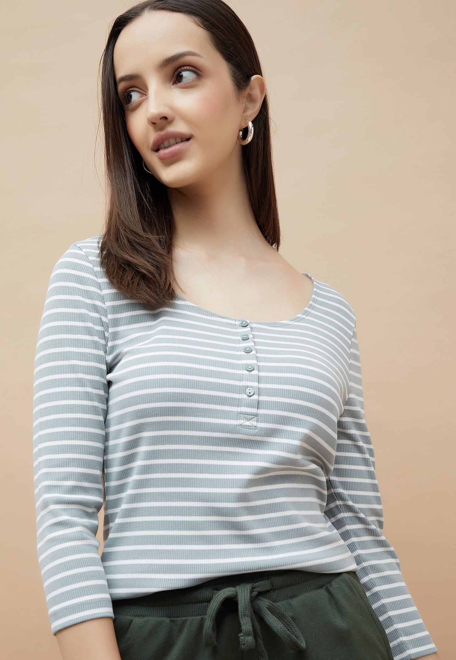 FAME FOREVER Striped Henley T-shirt-picture-55
