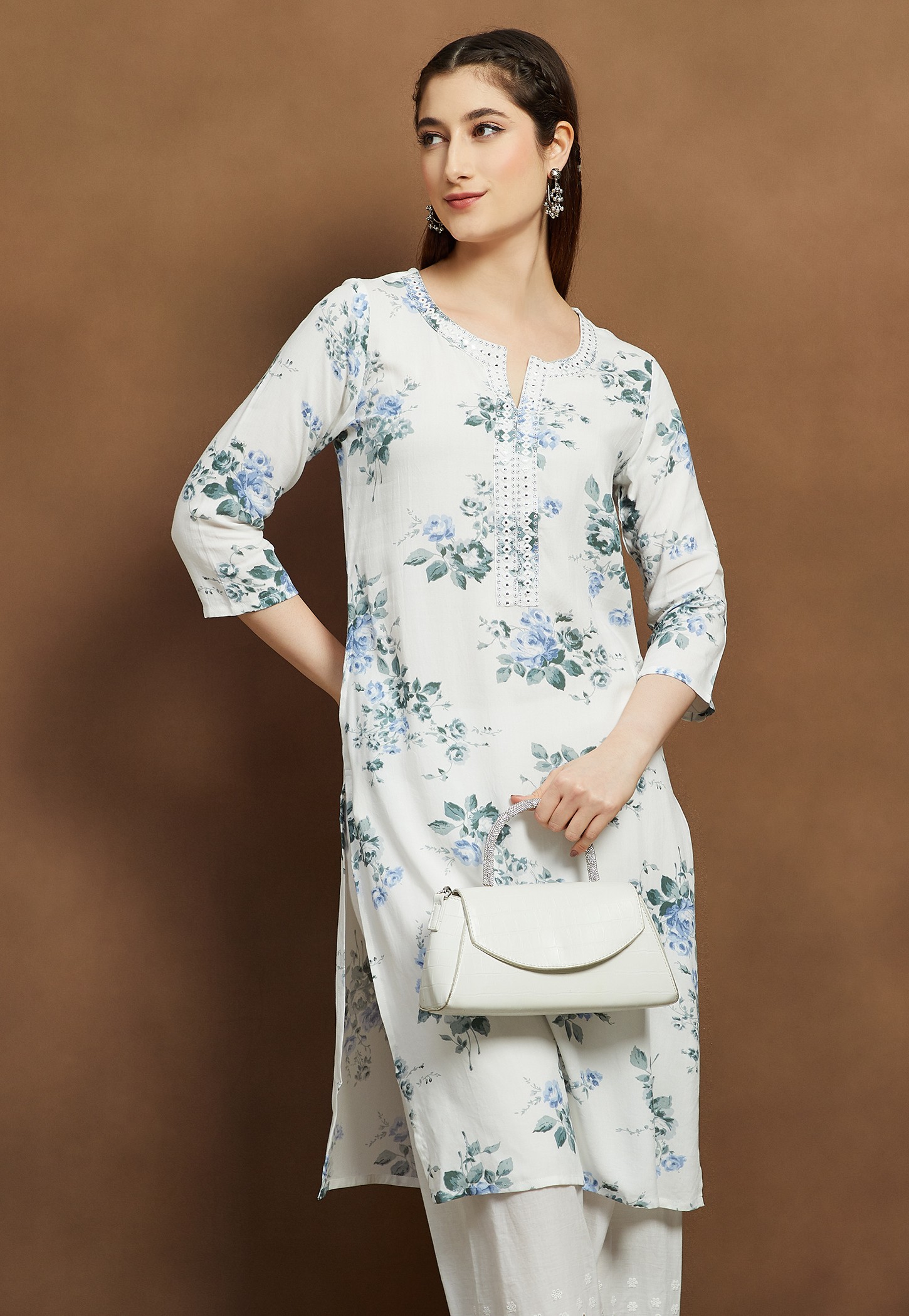 MELANGE Floral Print Straight Kurta-picture-43