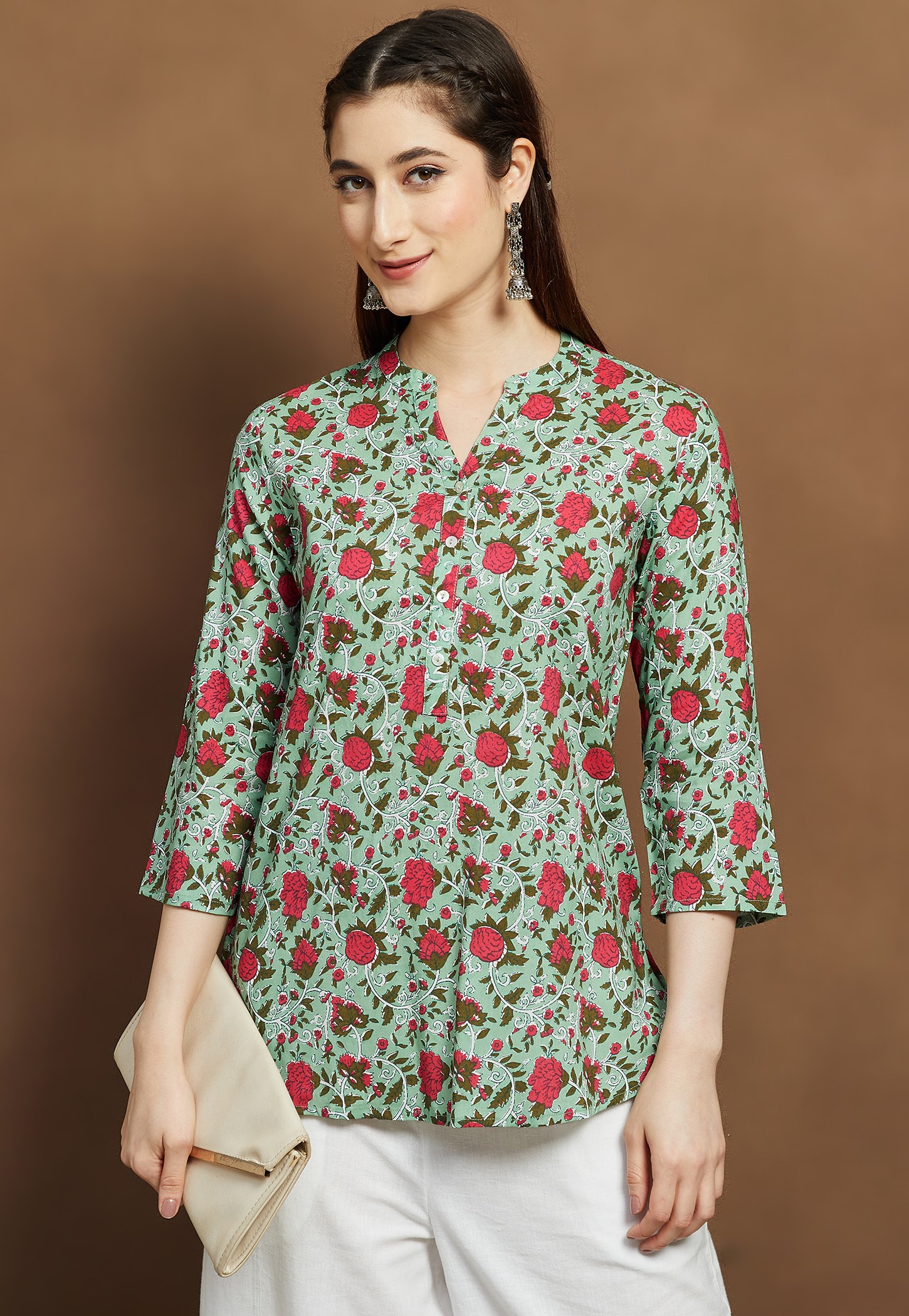 MELANGE Floral Print Straight Kurti-picture-41