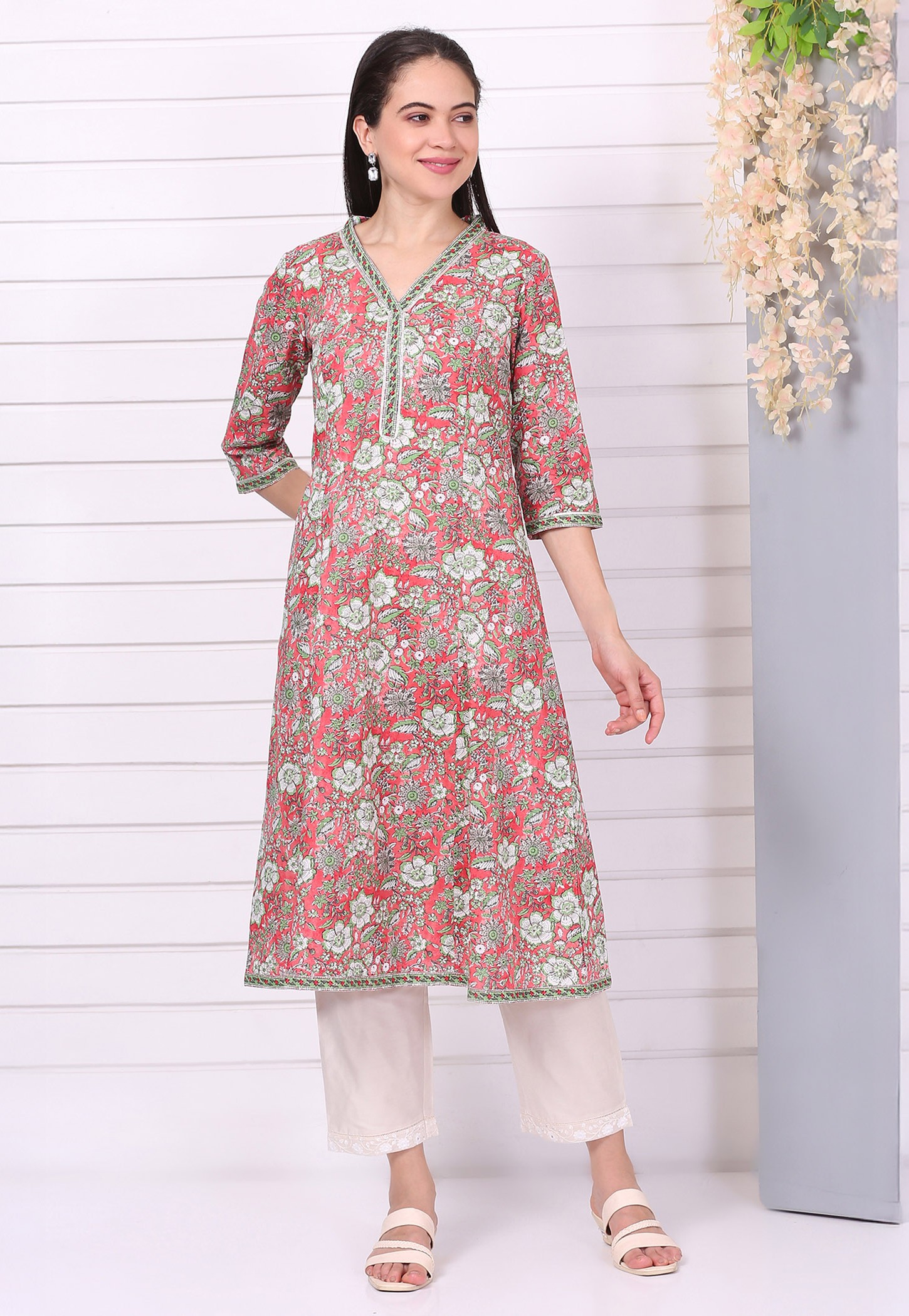 AURELIA Floral Print A-Line Kurta-image-29