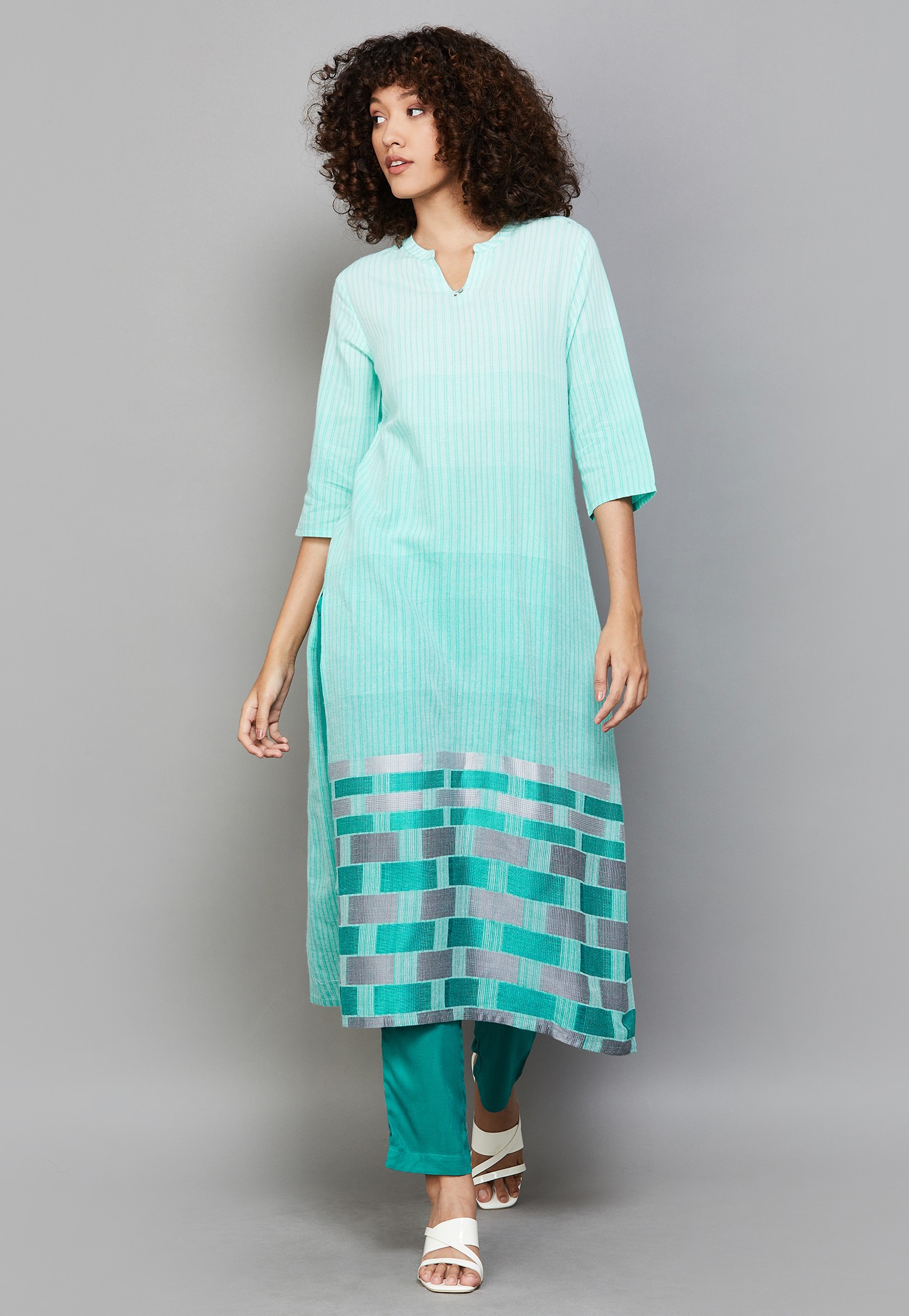 AURELIA Striped Straight Kurta Set-picture-48