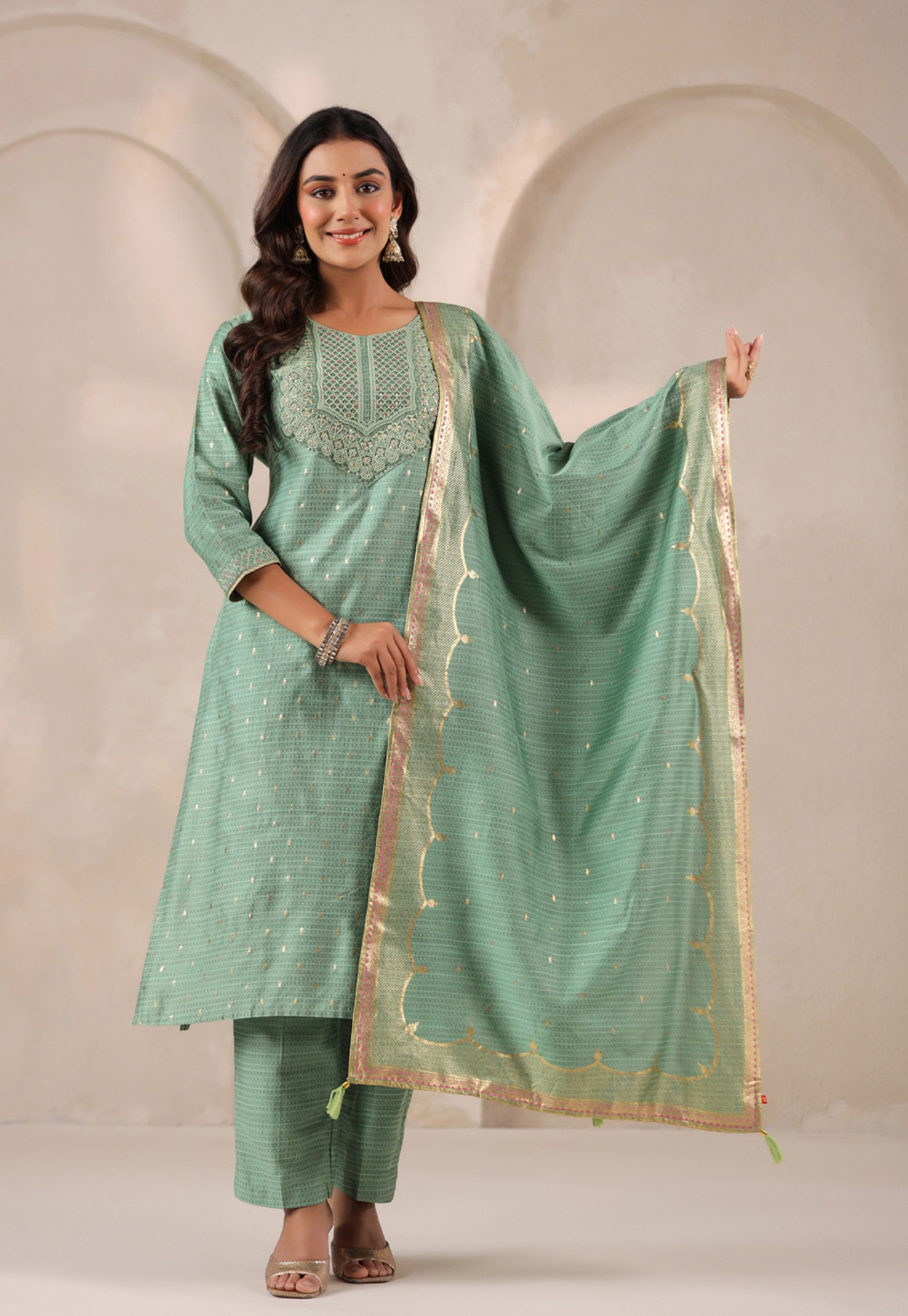 SPAN Foil Print Dupatta with Tassels-picture-15