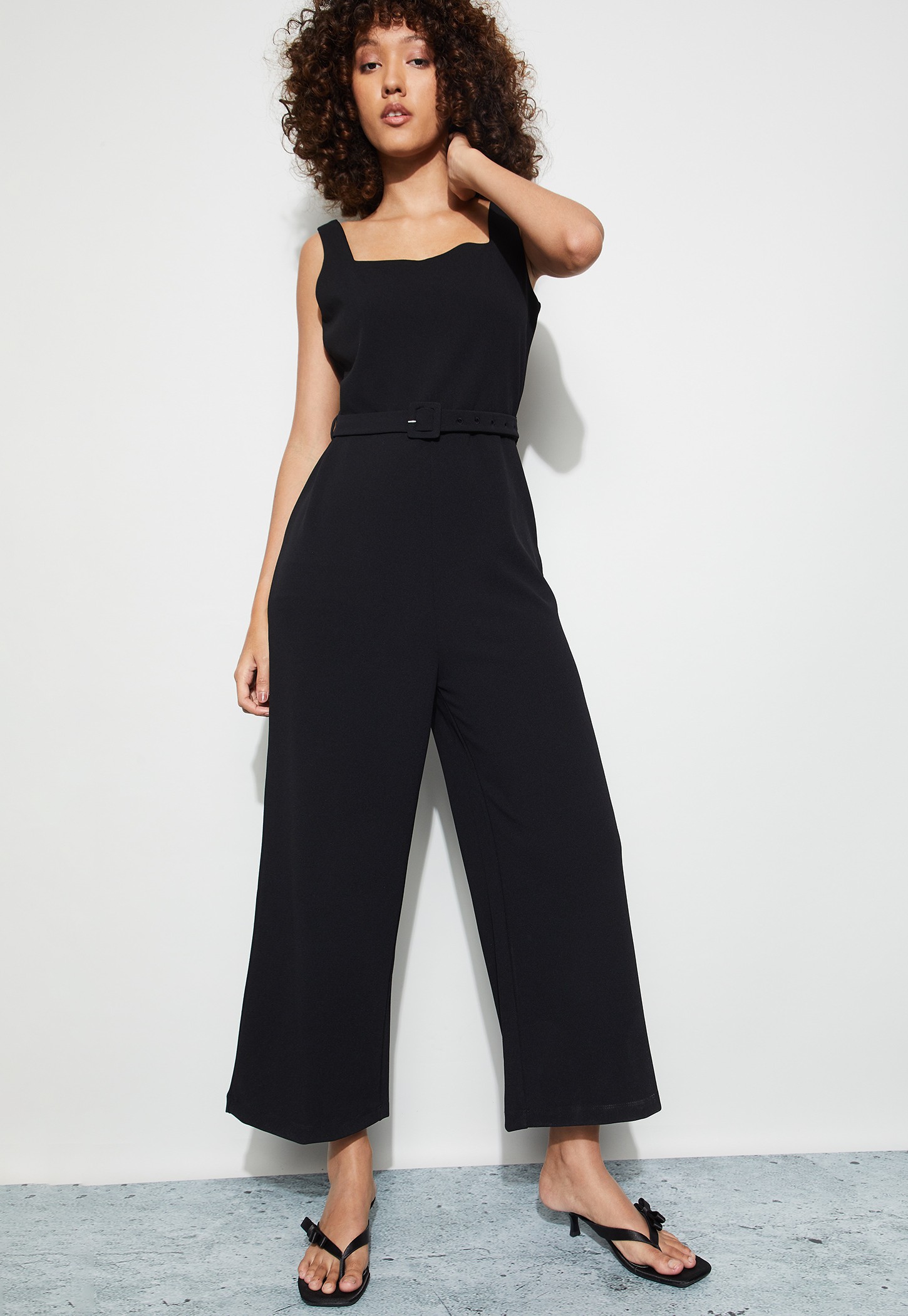 CODE Solid Belted Jumpsuit-picture-47