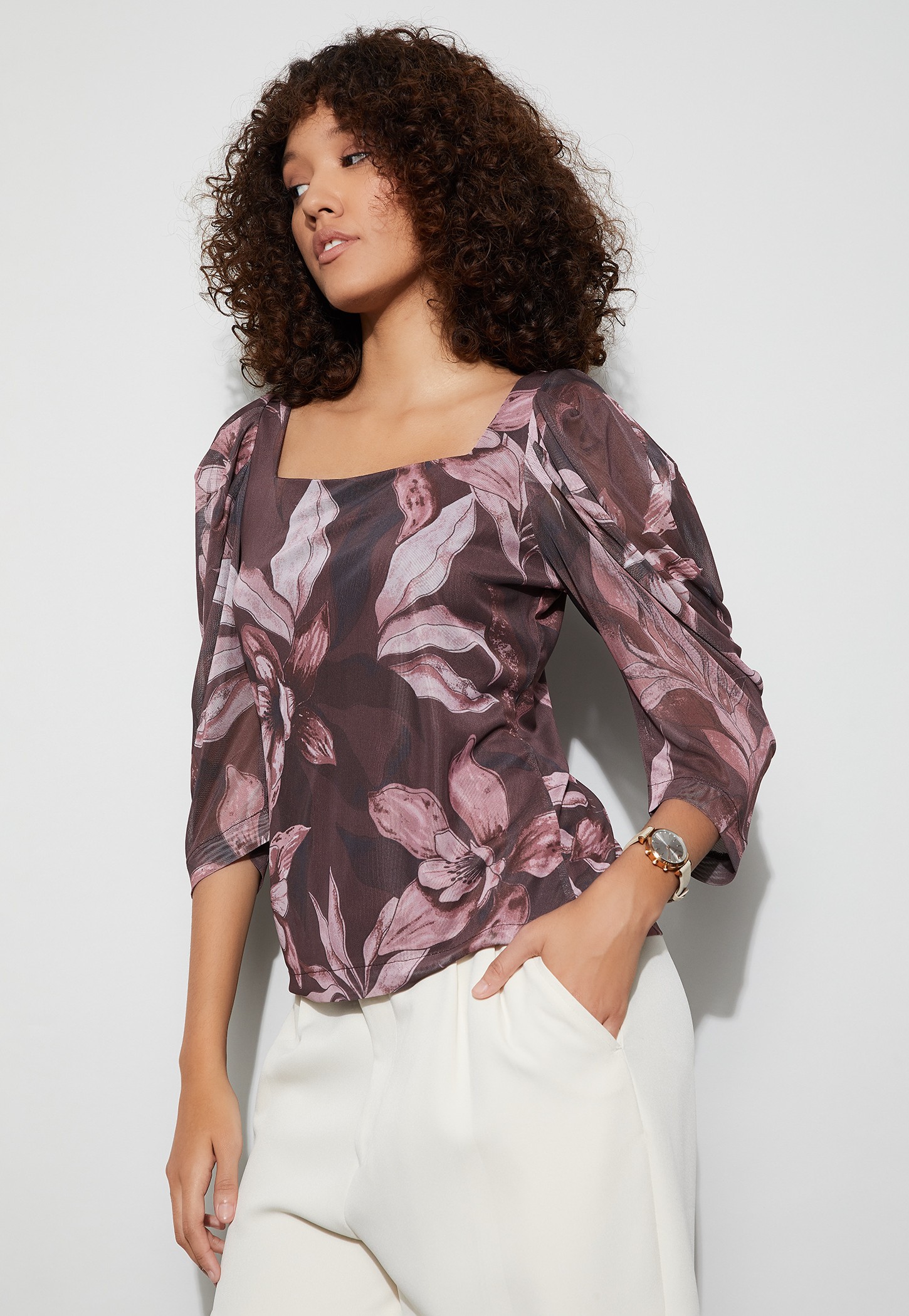 CODE Floral Print Top-picture-15