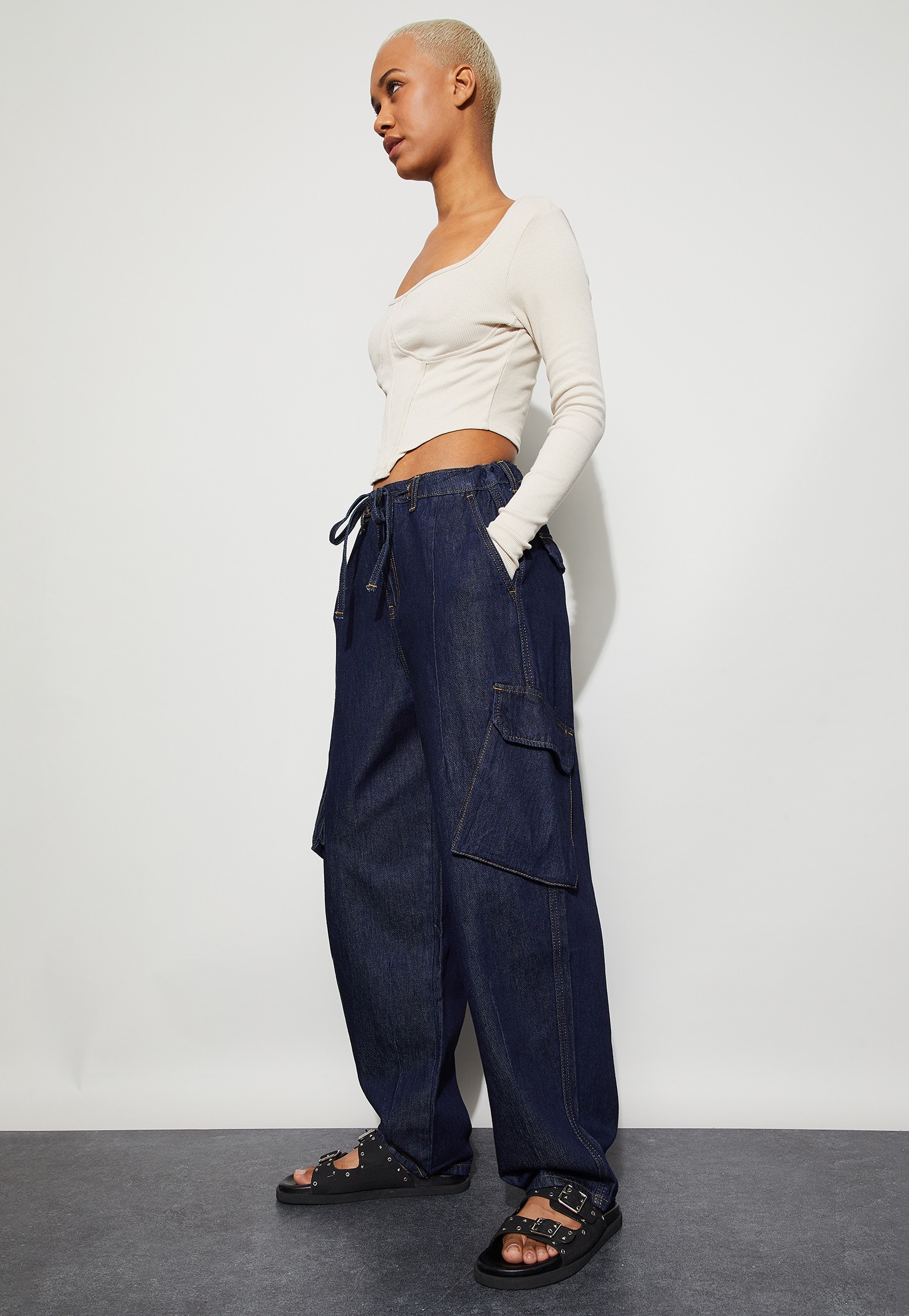 GINGER Washed Wide Leg Denim Cargos-picture-19