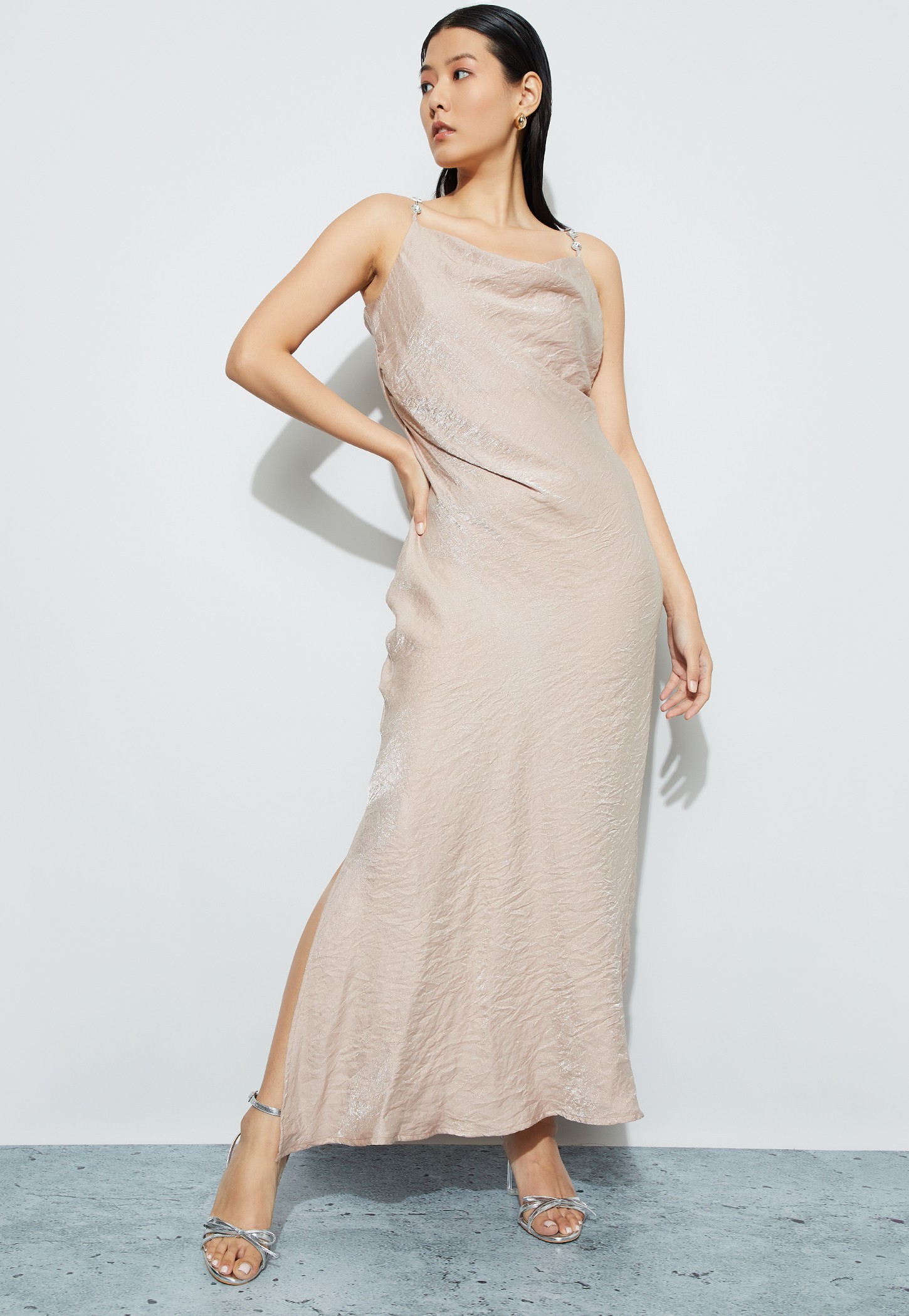 CODE Textured Cowl Neck Maxi Dress-picture-47