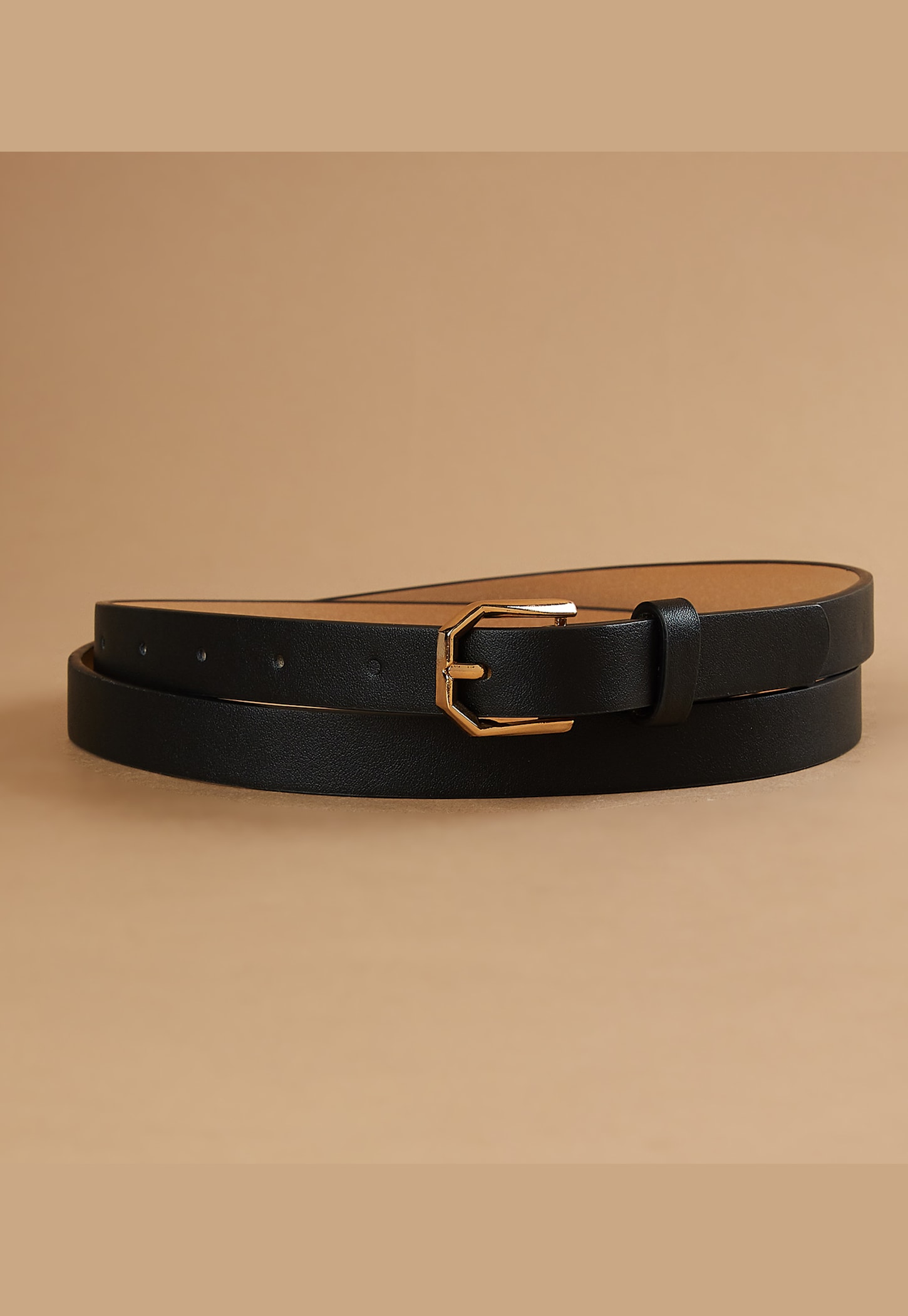 GINGER Solid Slim Belt with Geometric Buckle-picture-19