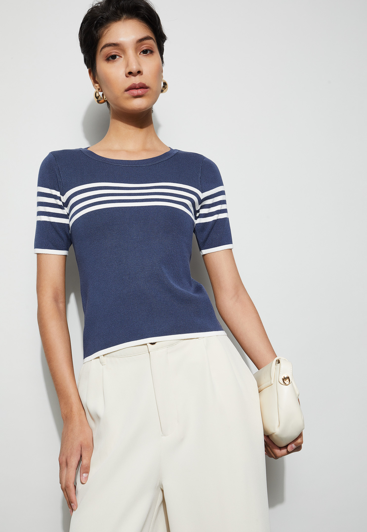 CODE CLASSIC Striped Knit Top-picture-42