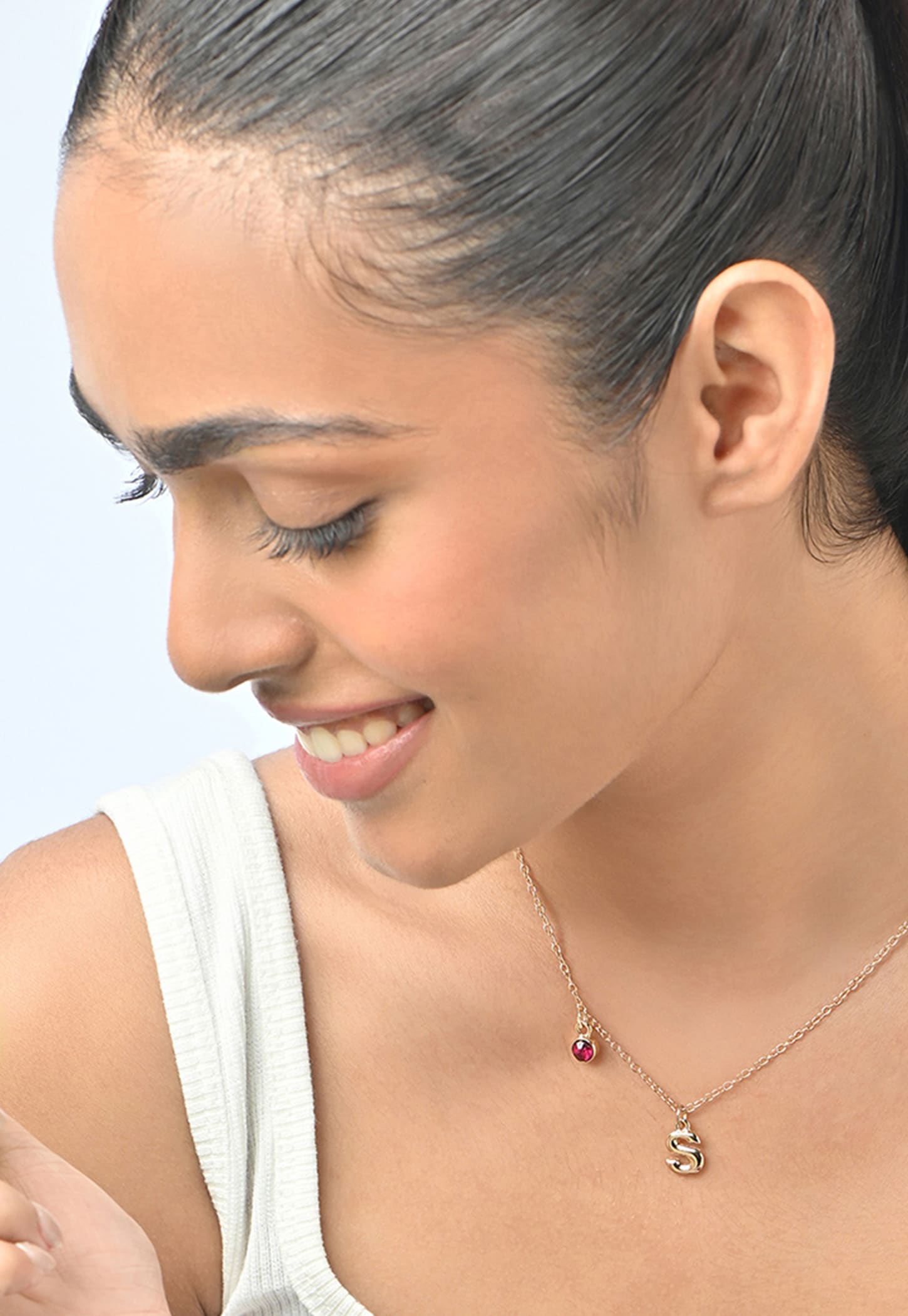TONIQ Embellished Alphabet Pendant Necklace-picture-47