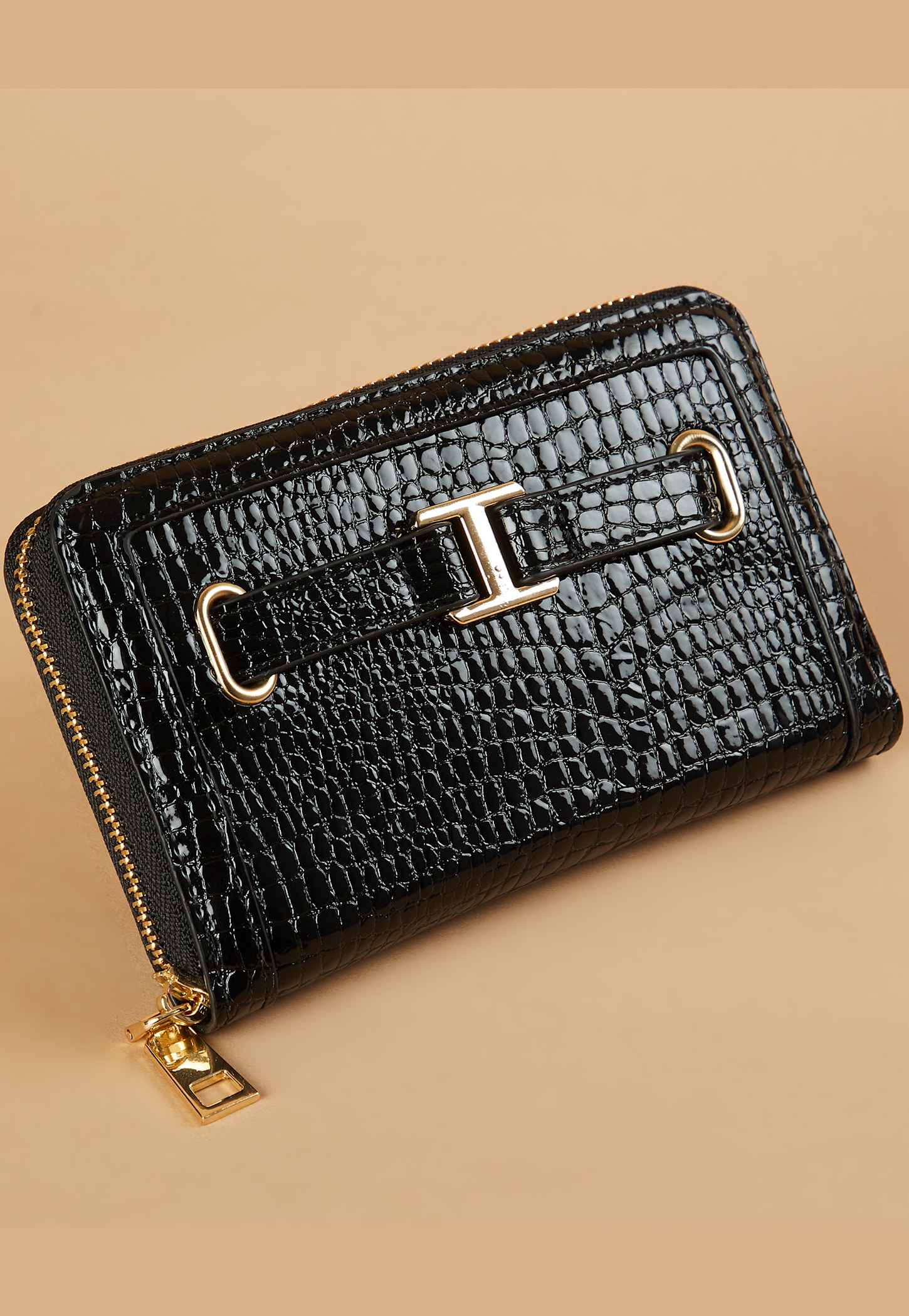 GINGER Croc Embossed Zip-Around Wallet-picture-22