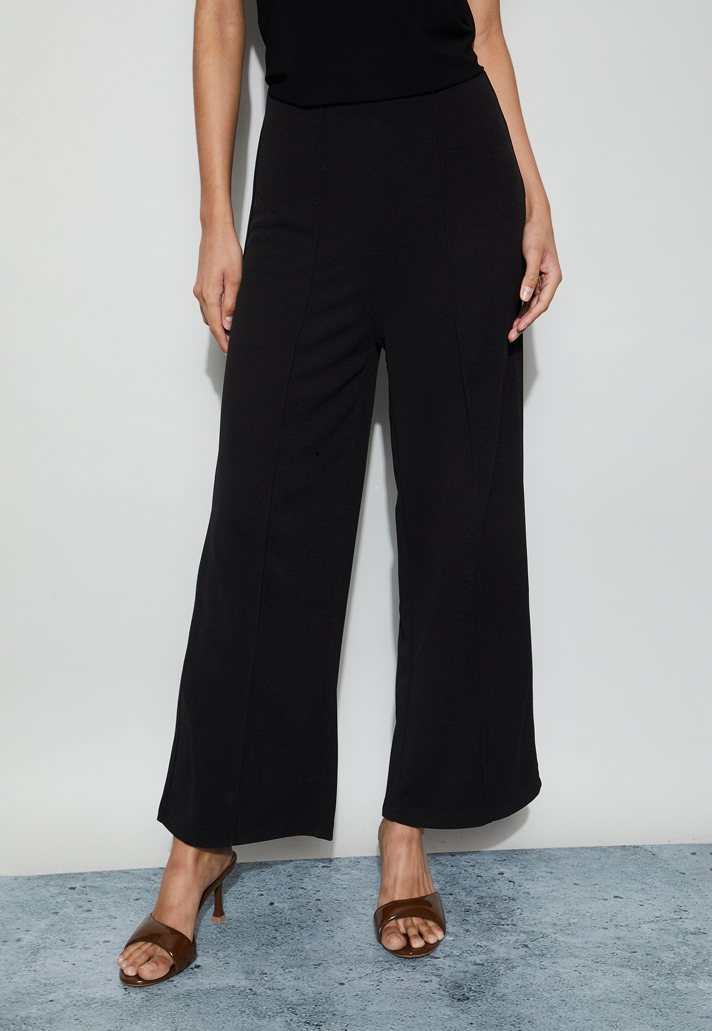 CODE Knitted Wide-Leg Trousers-picture-13