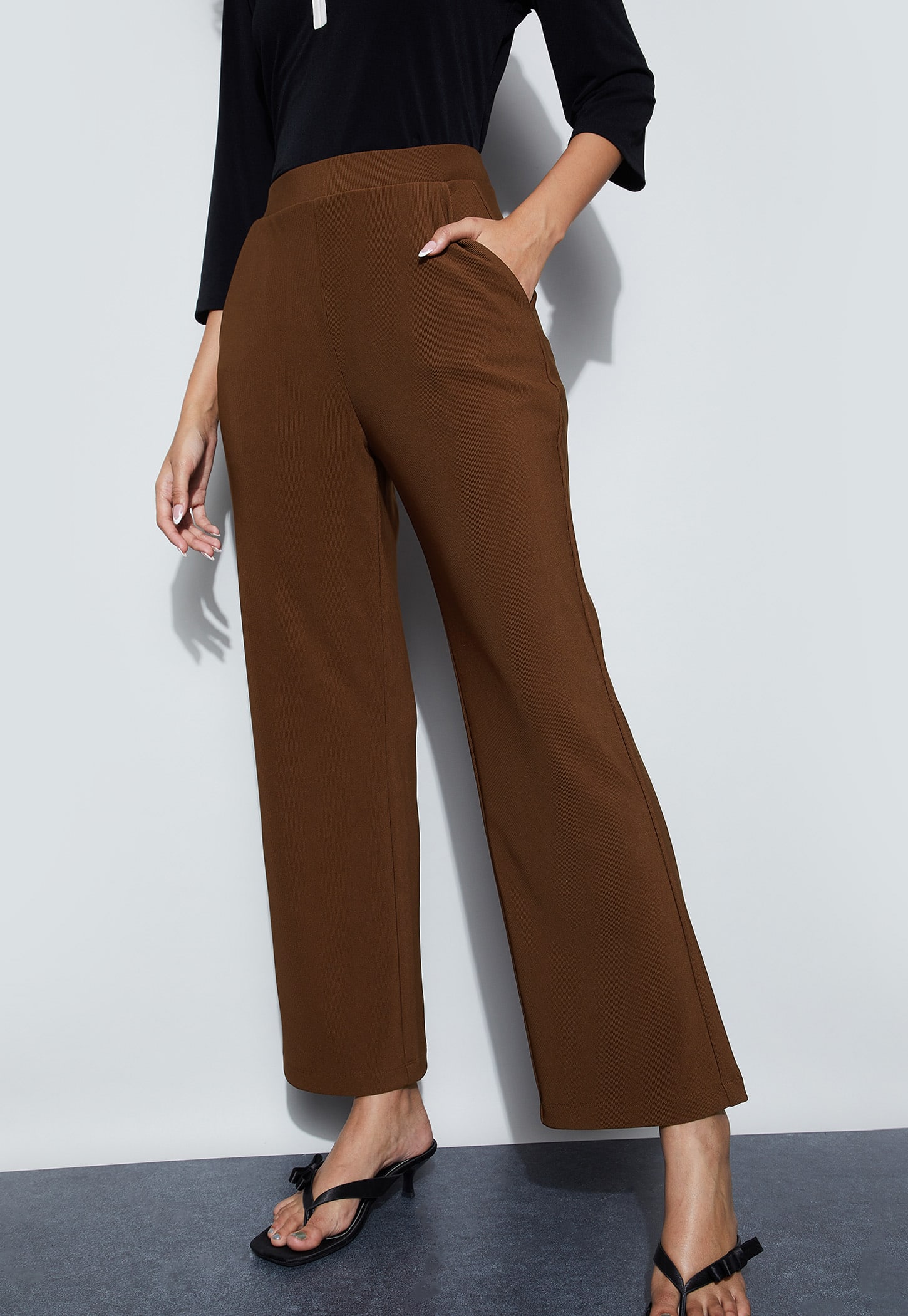 CODE Textured Wide Leg Trousers-picture-30