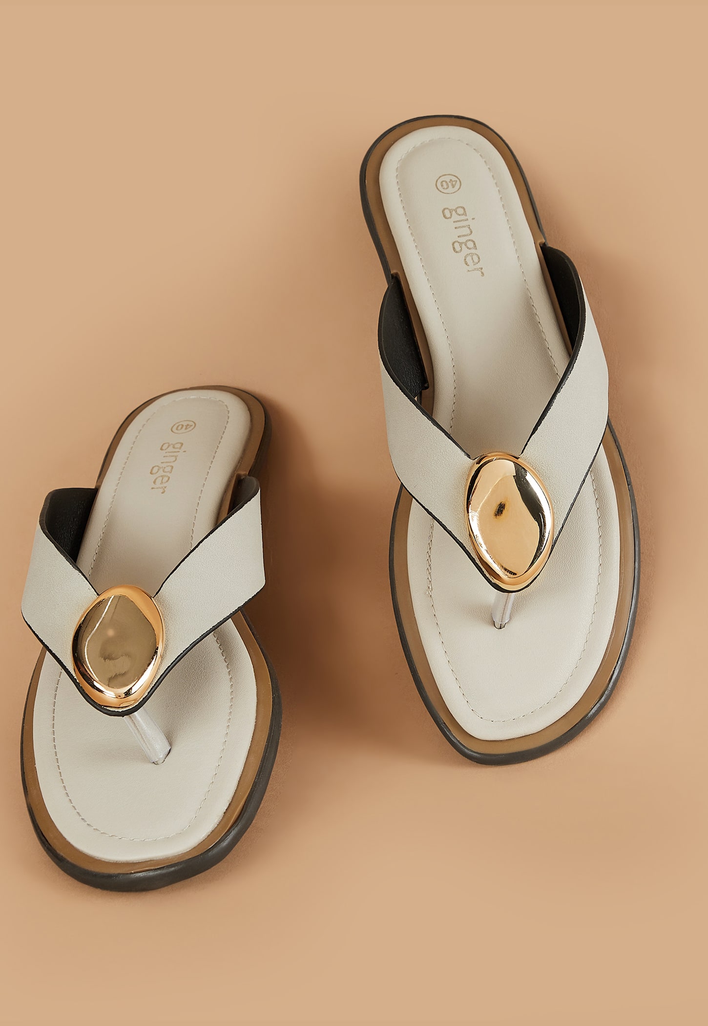 GINGER Metal Accent V-Strap Flats-picture-24