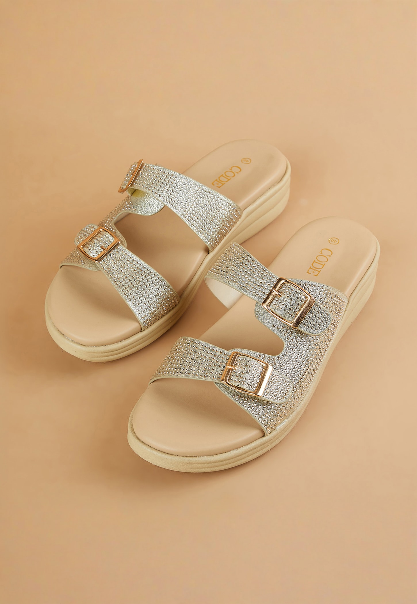 CODE Embellished Flats with Dual Buckles-image-40