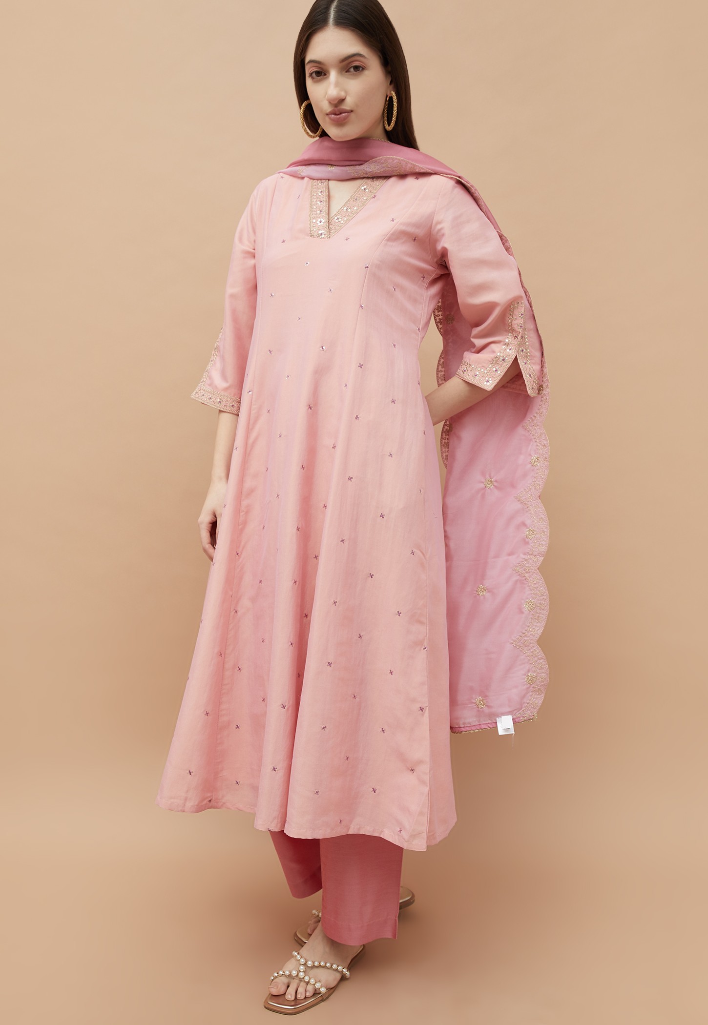 MELANGE Sequinned Flared Kurta Set-picture-30