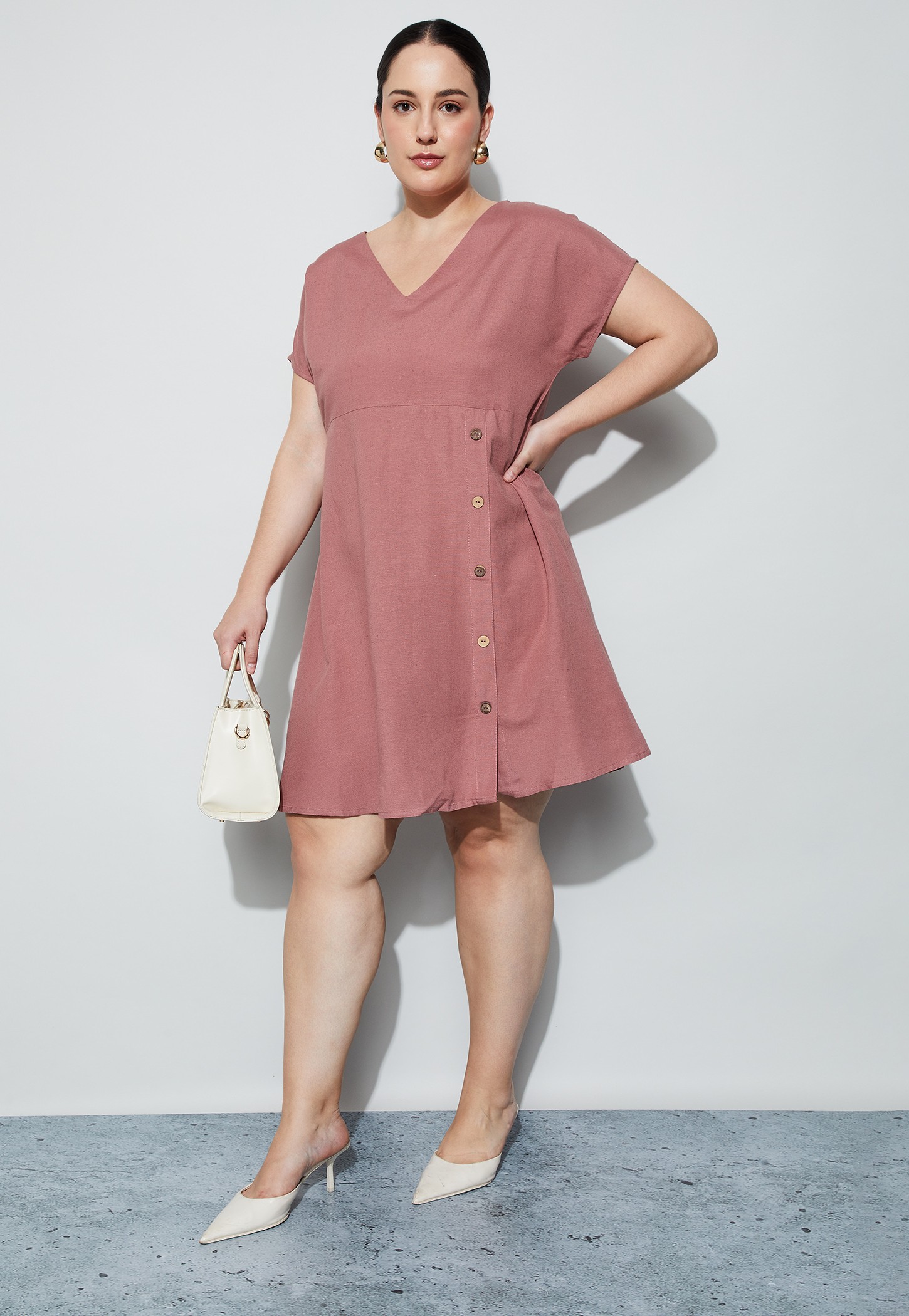 NEXUS V-Neck Button Detail Dress-picture-30
