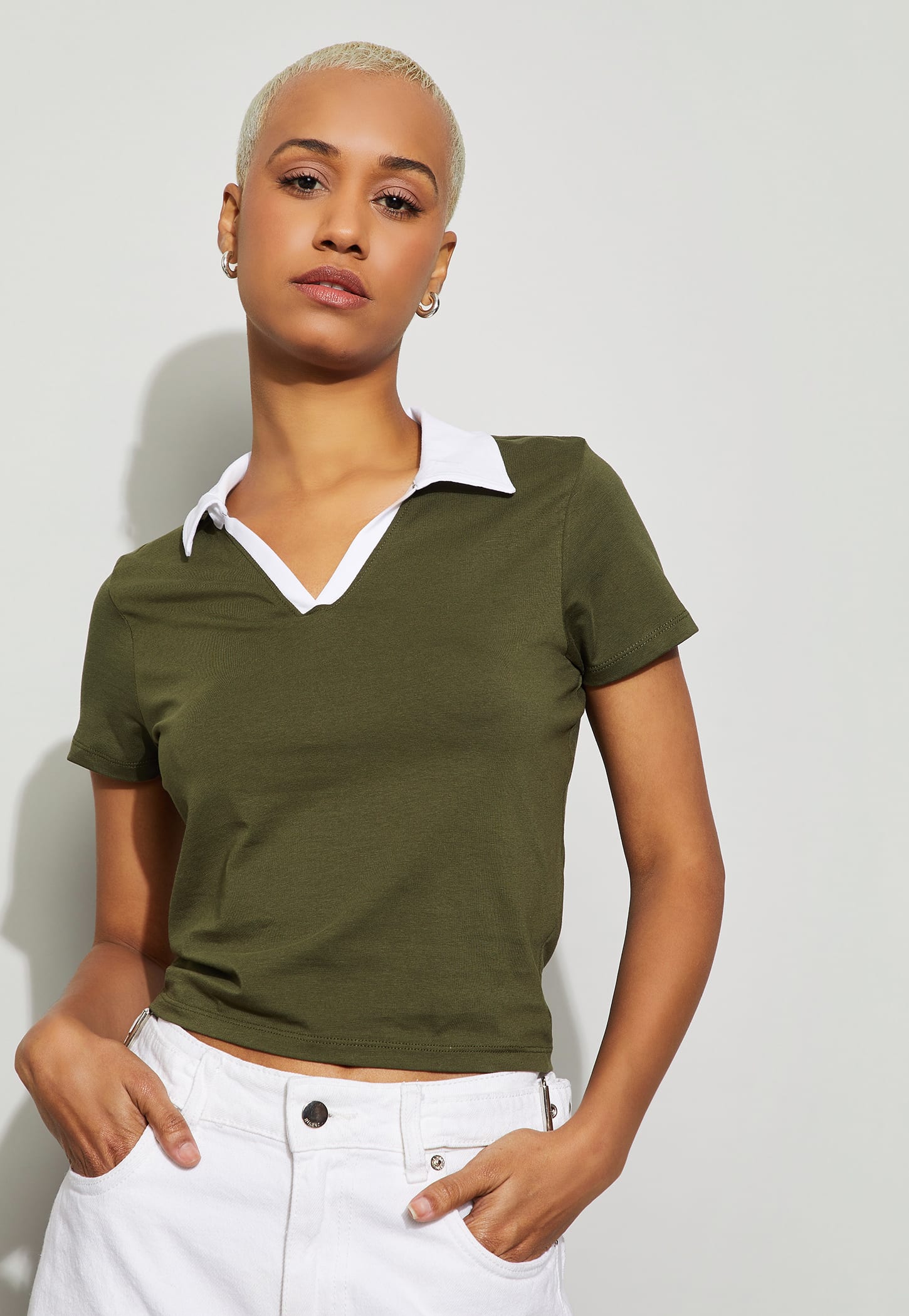 GINGER Solid Johnny Collar T-shirt-picture-26