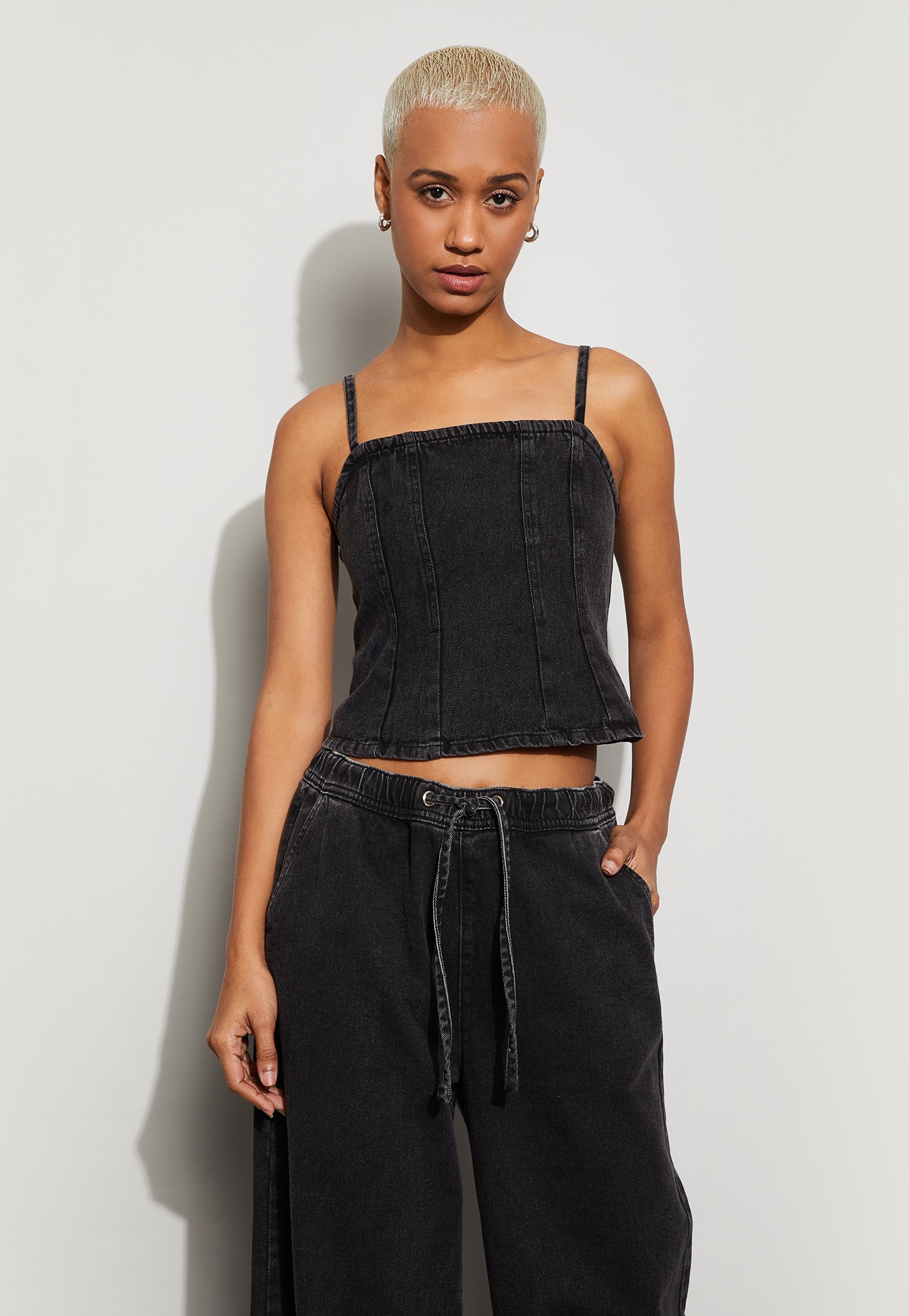 GINGER Washed Denim Crop Top-image-35