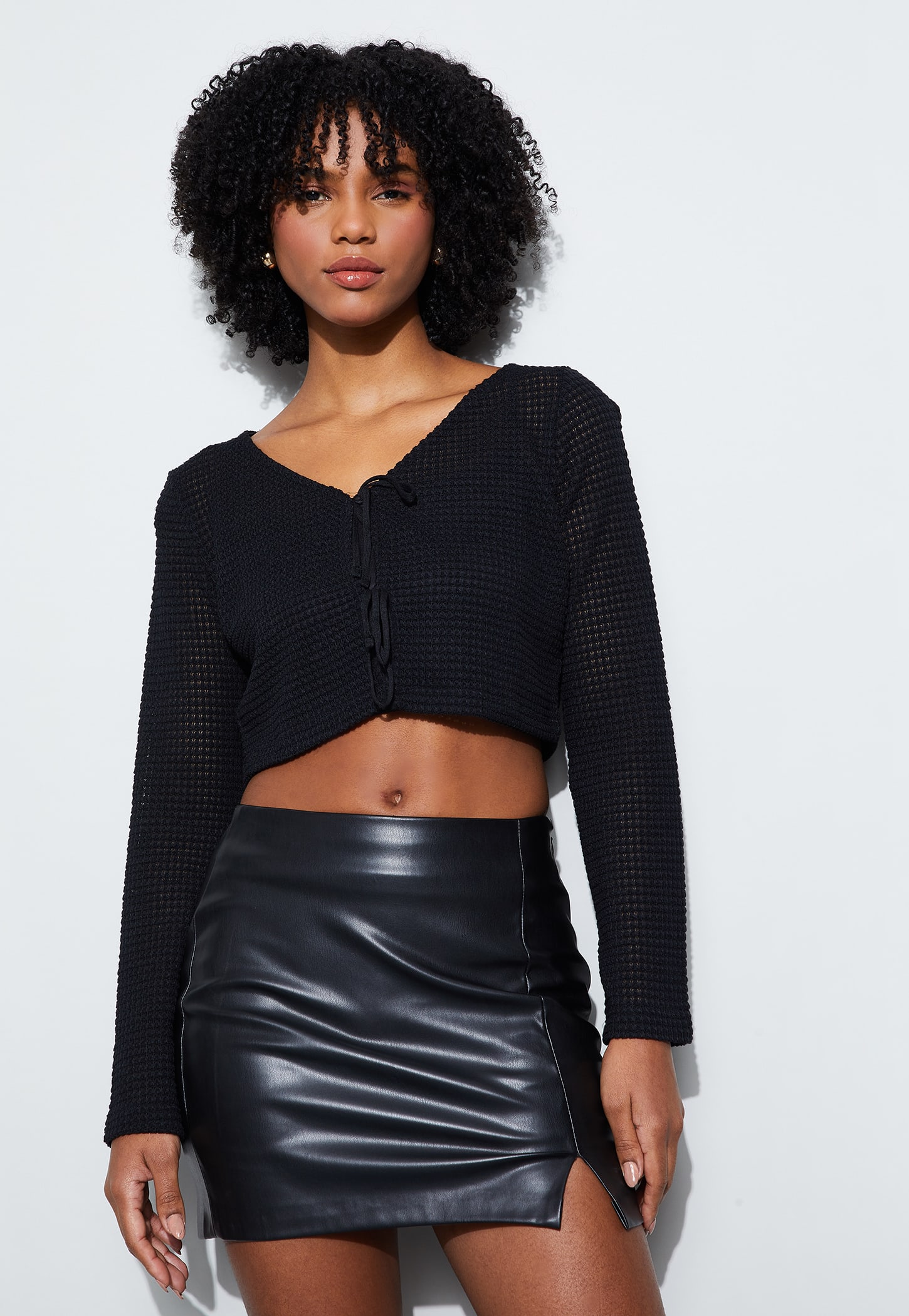 GINGER Textured Crop Top with Camisole-picture-31