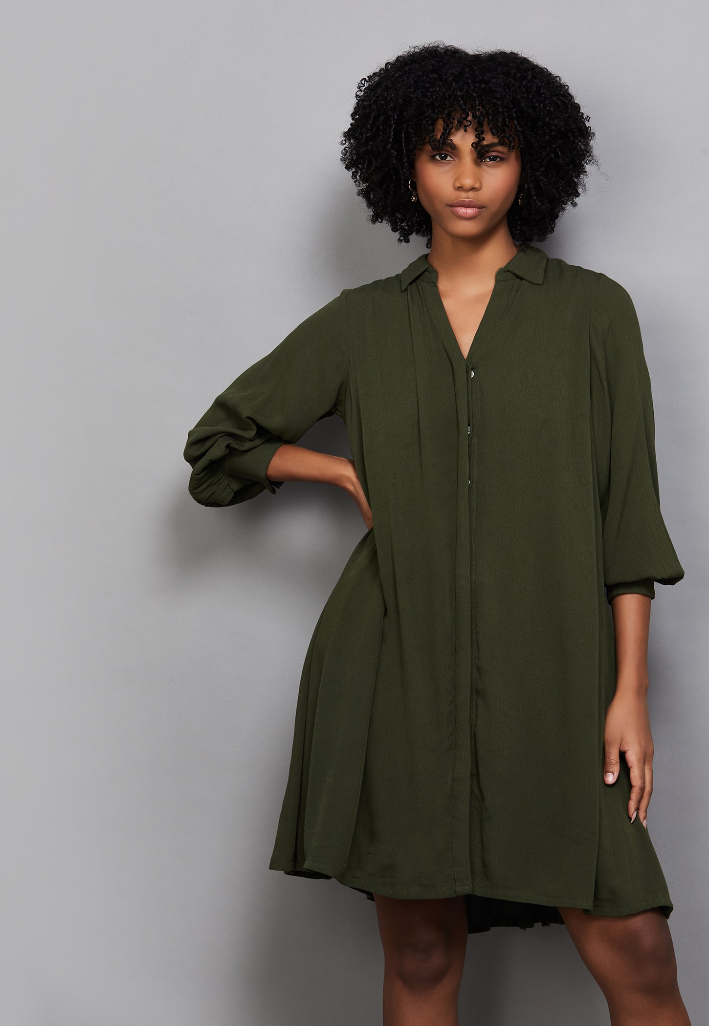 AND Solid Shirt Style Dress-picture-13