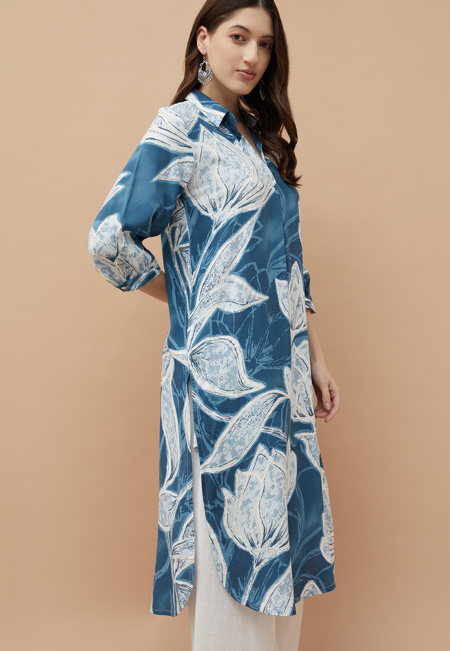 MELANGE Floral Print Straight Kurta-image-20