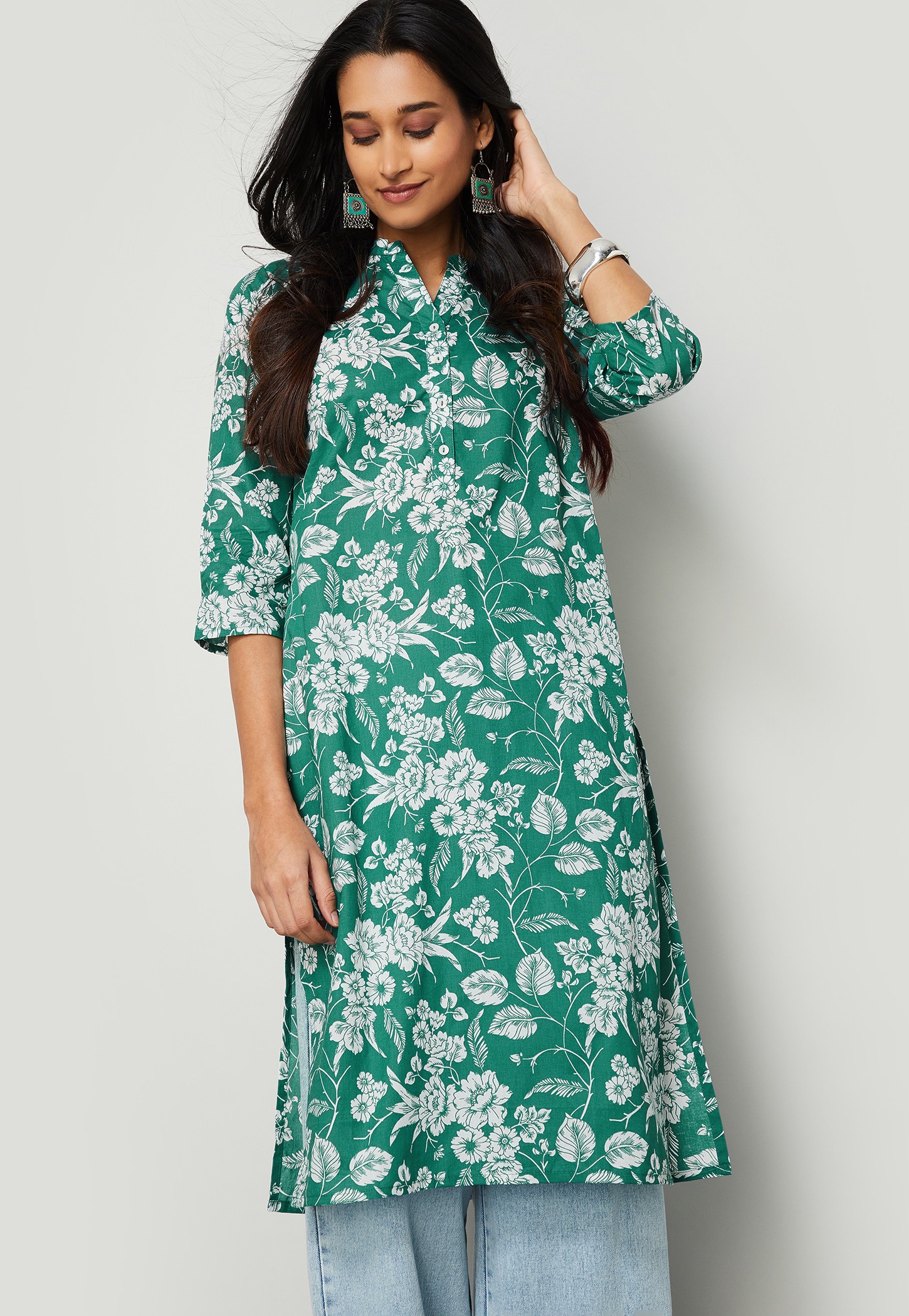MELANGE Floral Print Straight Kurta-picture-21