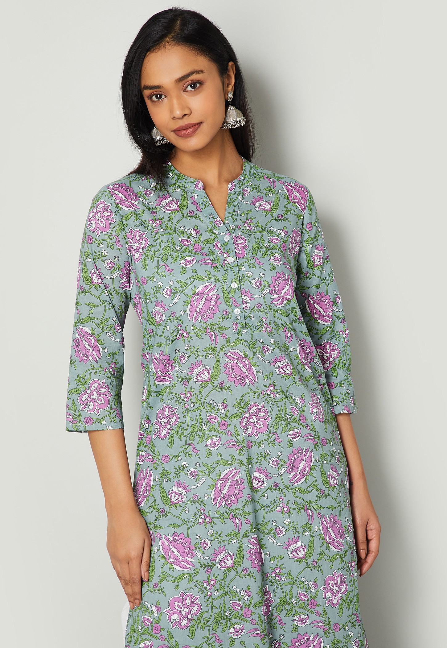 MELANGE Floral Print Straight Kurta-picture-47