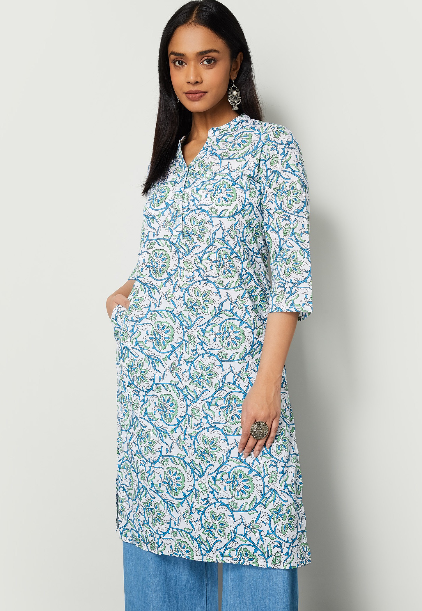 MELANGE Floral Print Straight Kurta-picture-29